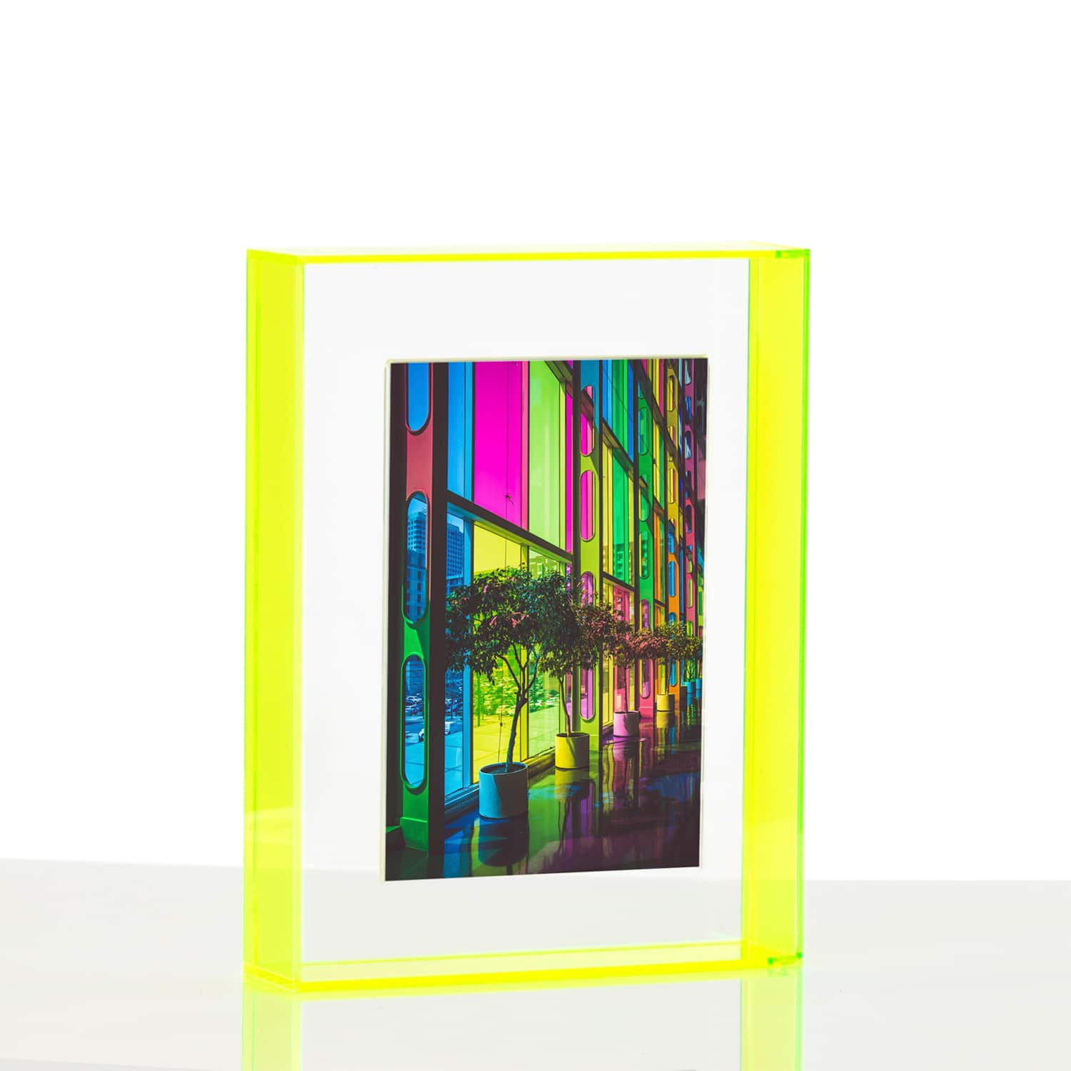 Wexel Art Neon Yellow Float Frame with Magnetic Photo Holder