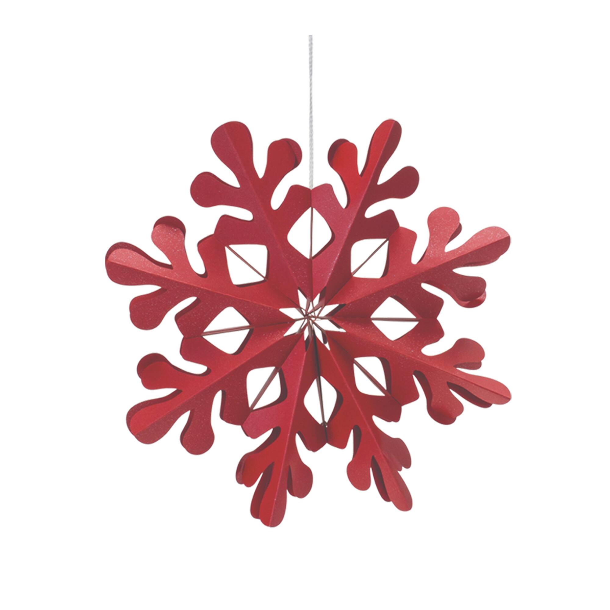 Red Paper Snowflake Ornament Set