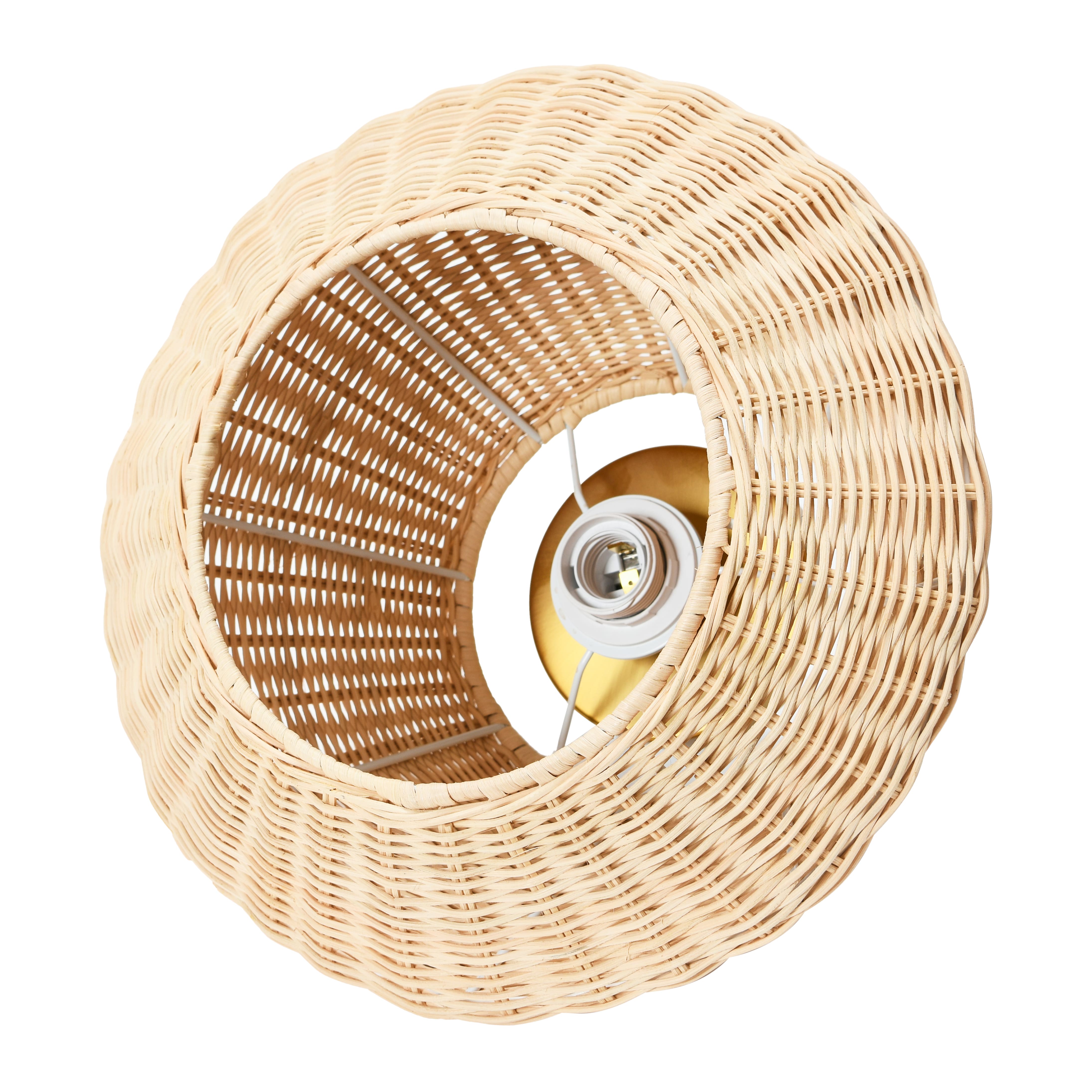 13.8&#x22; Coastal Ceiling Lamp with Rattan Shade and Iron Base