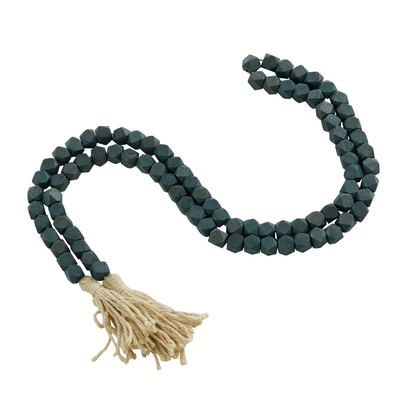 80" Bohemian Mango Wood Beads with Tassels Garland