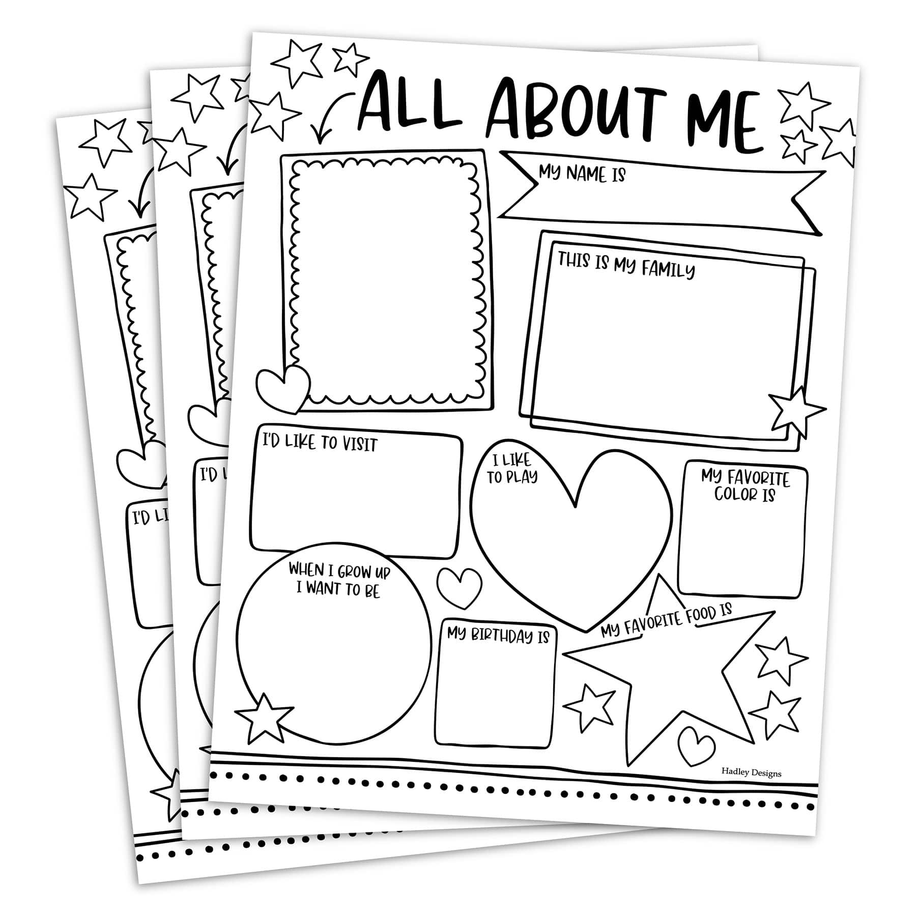 Hadley Designs 11" x 14" Star Student Read All About Me Posters, 20ct.