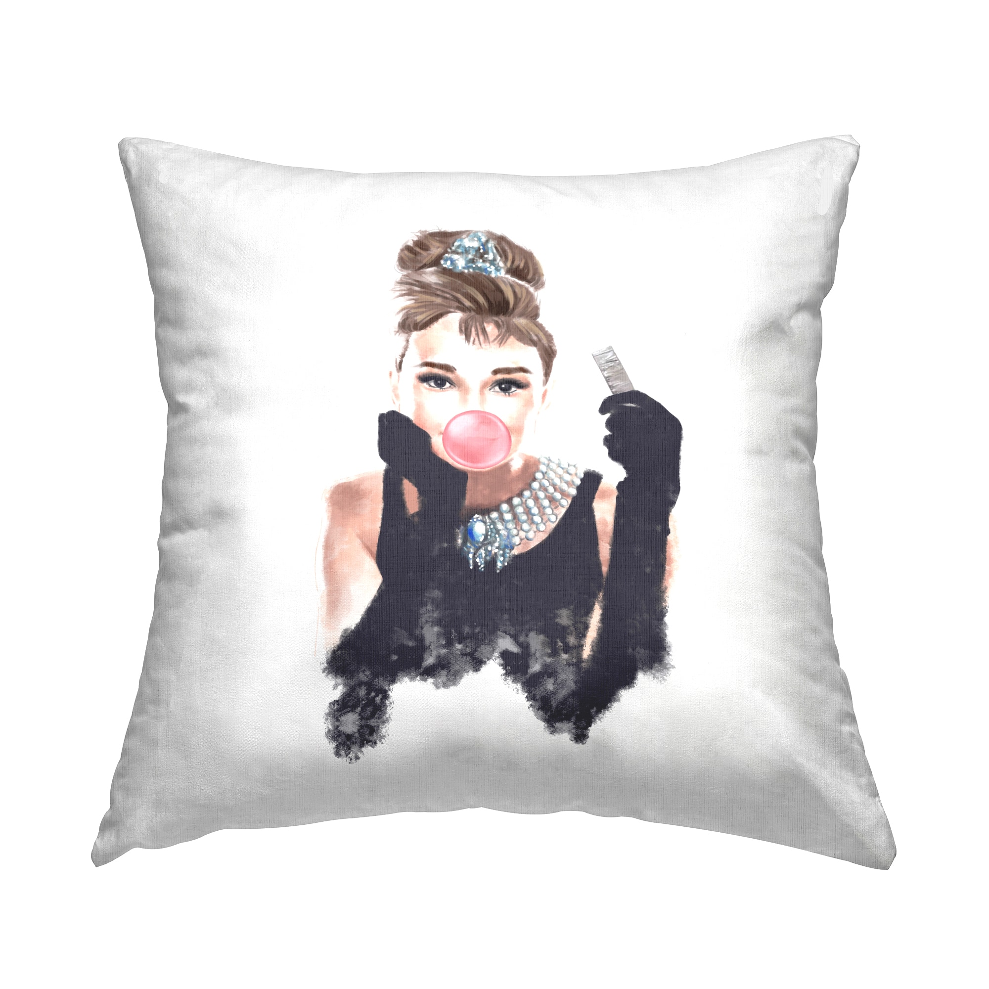 Stupell Industries Aubrey Bubblegum Bubble Famous Fashion Icon Portrait Throw Pillow 18" x 18"