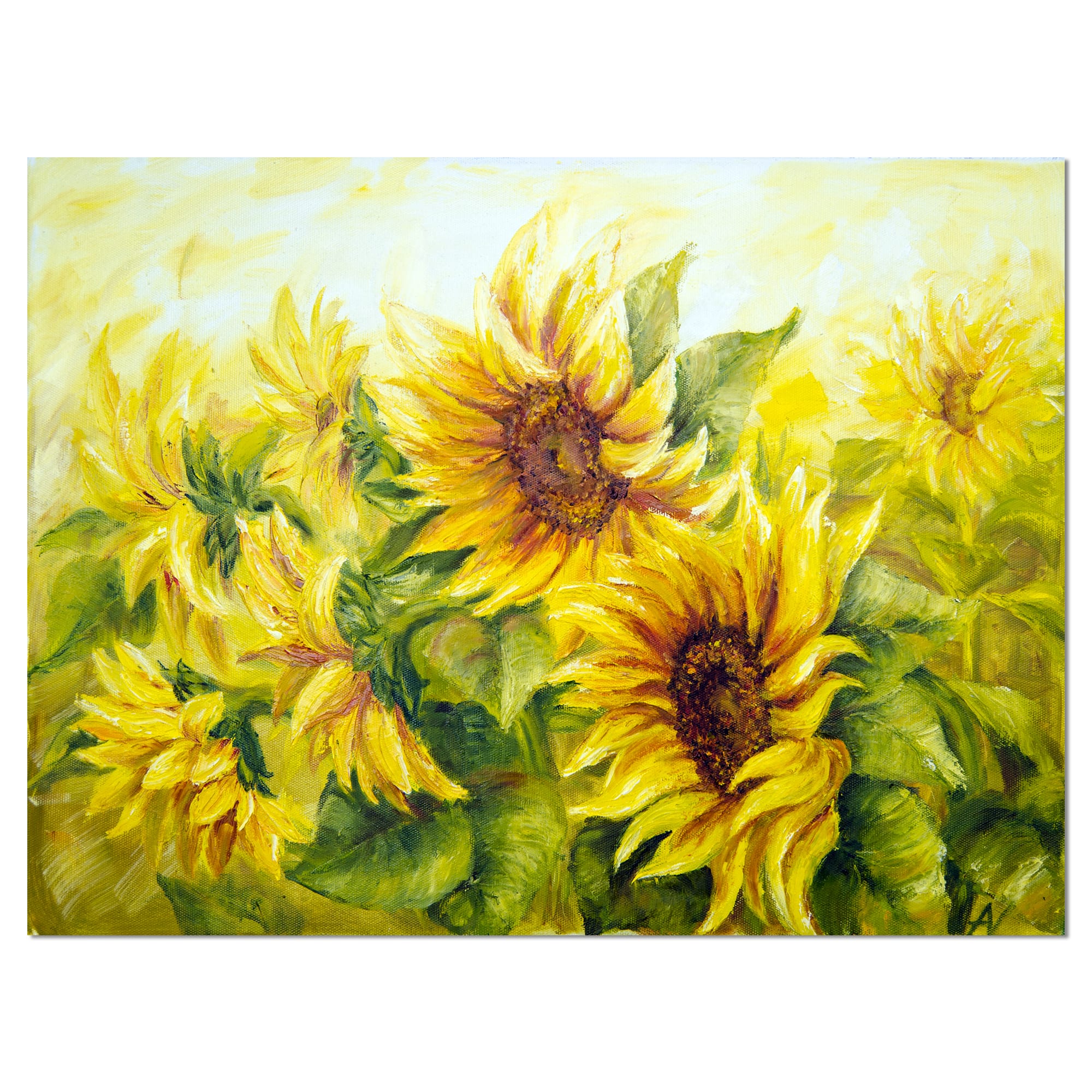 Designart - Bright Yellow Sunny Sunflowers - Large Floral Painting Canvas