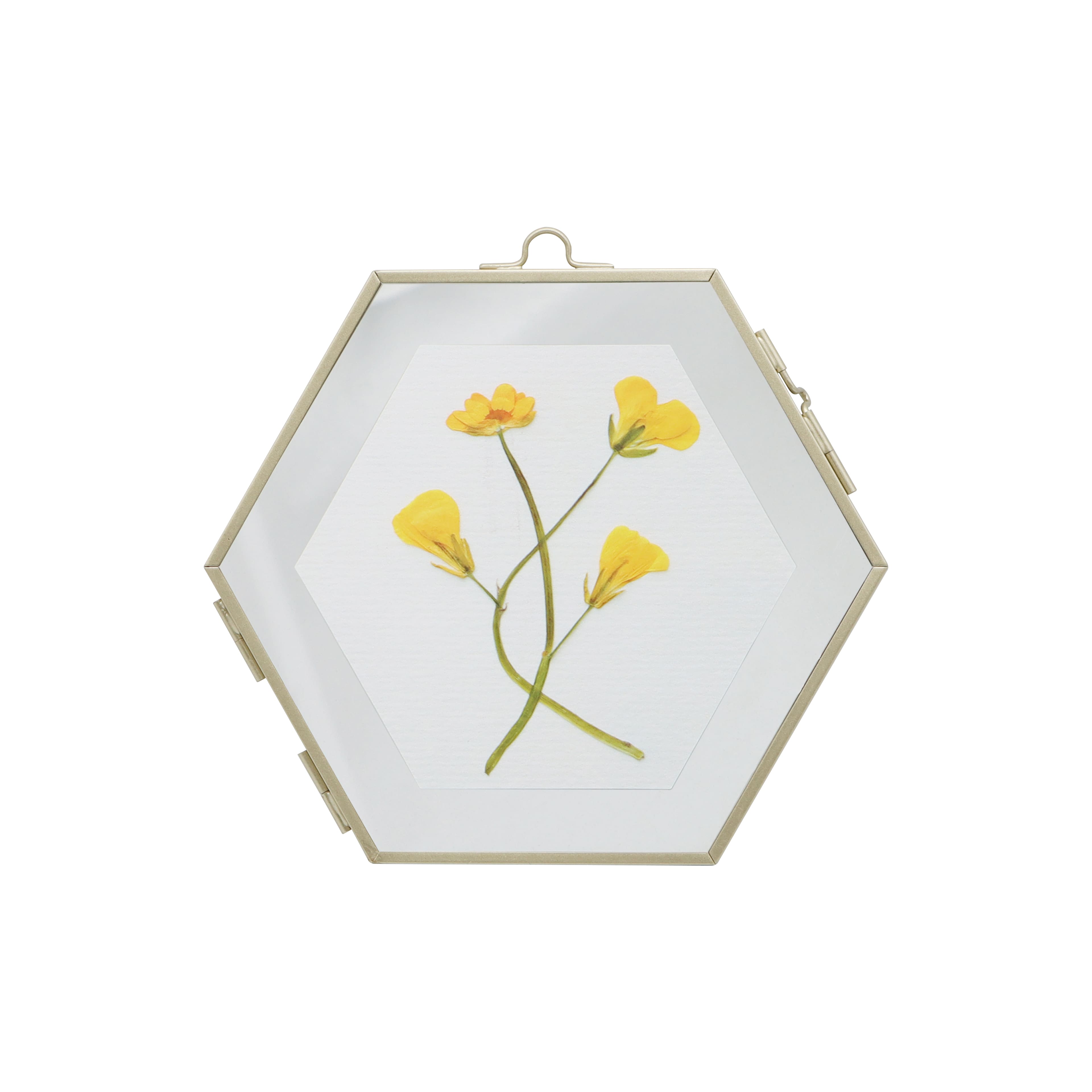 Small Gold Flowers Glass Hexagon Frame Accent by Ashland&#xAE;