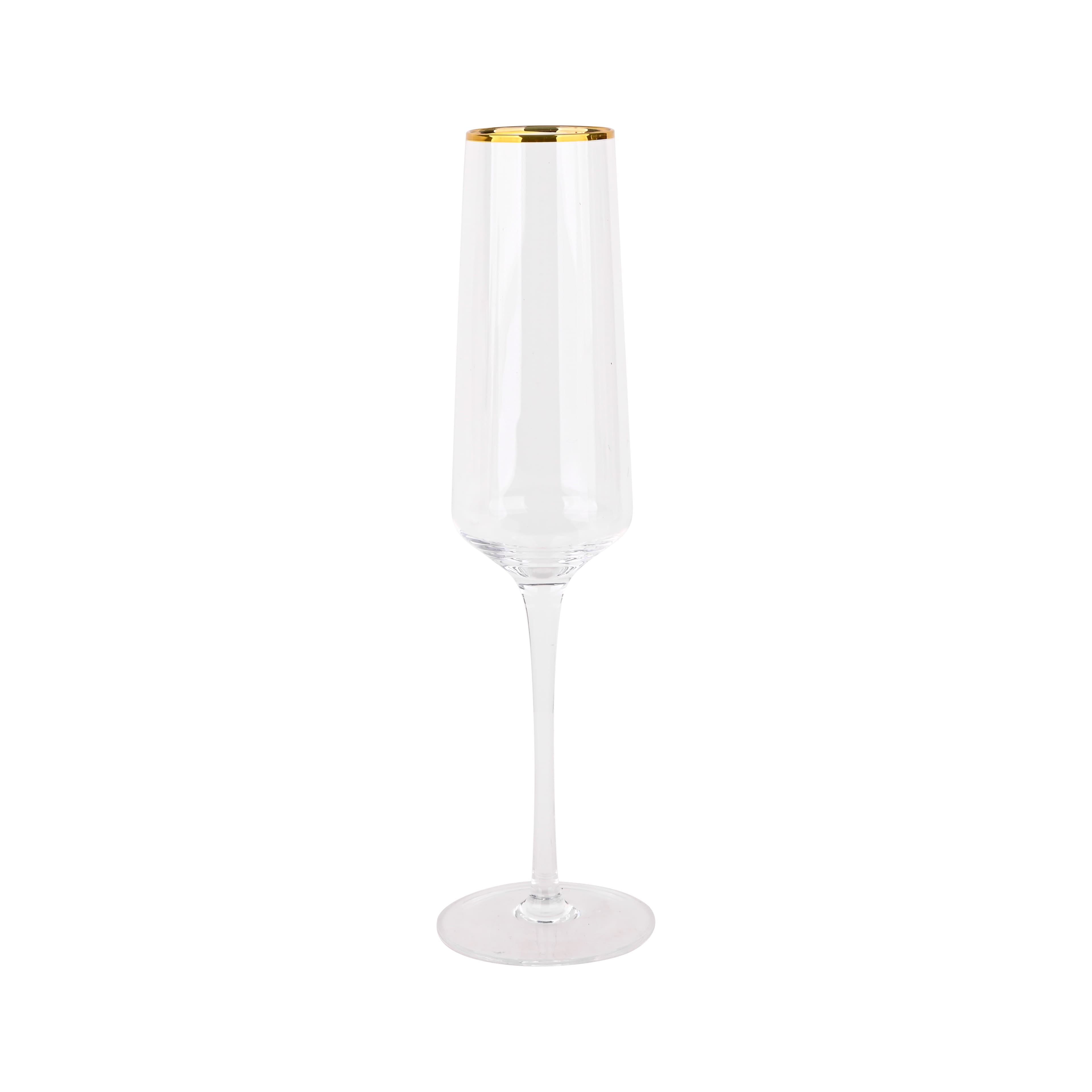 6 Packs: 2 ct. (12 total) 6oz. Clear Flute Glasses with Gold Rim by Celebrate It&#x2122;