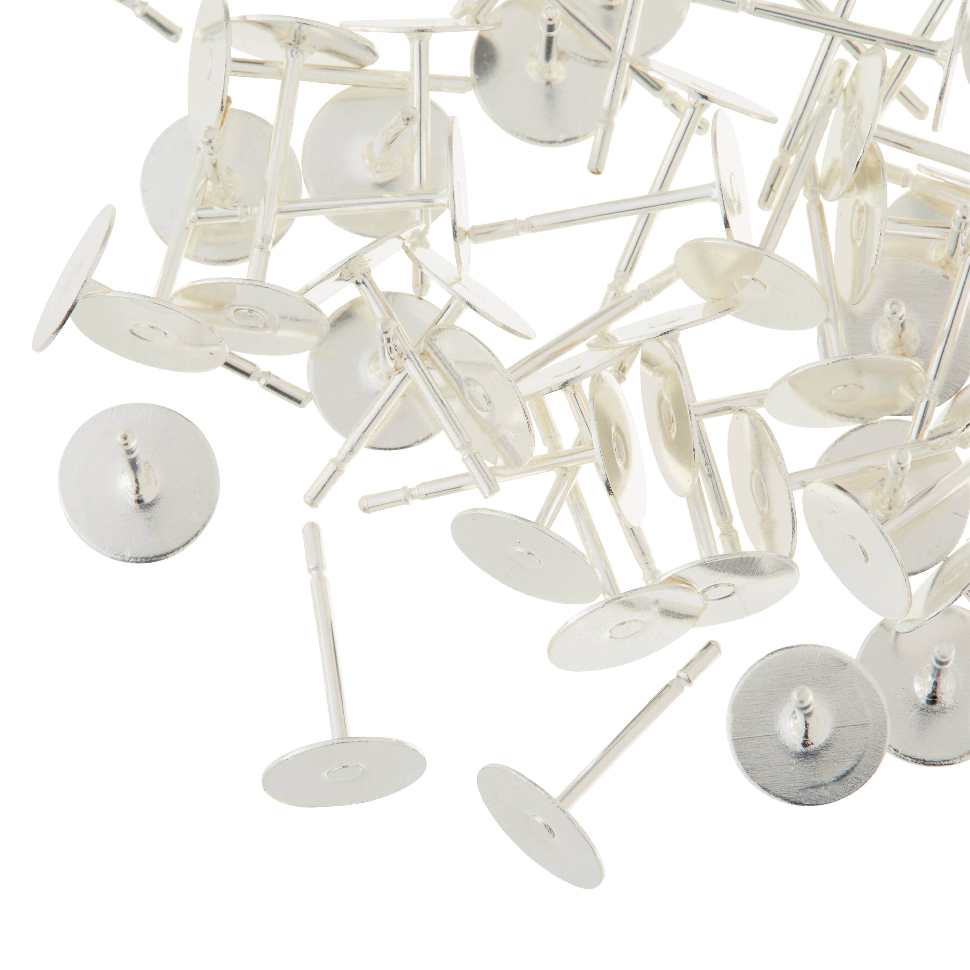 12 Pack: Silver Flat Post Earrings by Bead Landing™