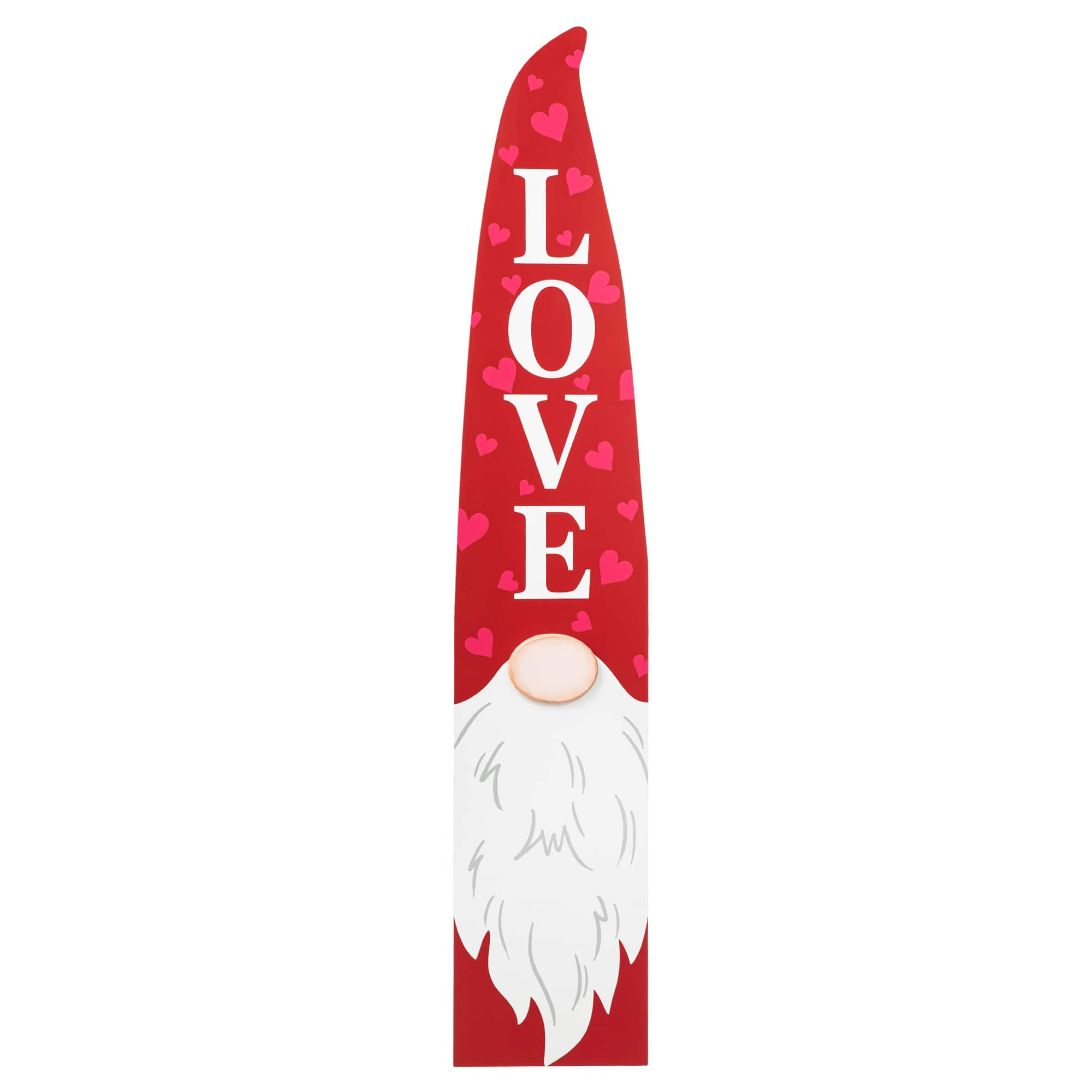 Glitzhome&#xAE; 42&#x22; Valentine&#x27;s Wooden Gnome Porch Decor