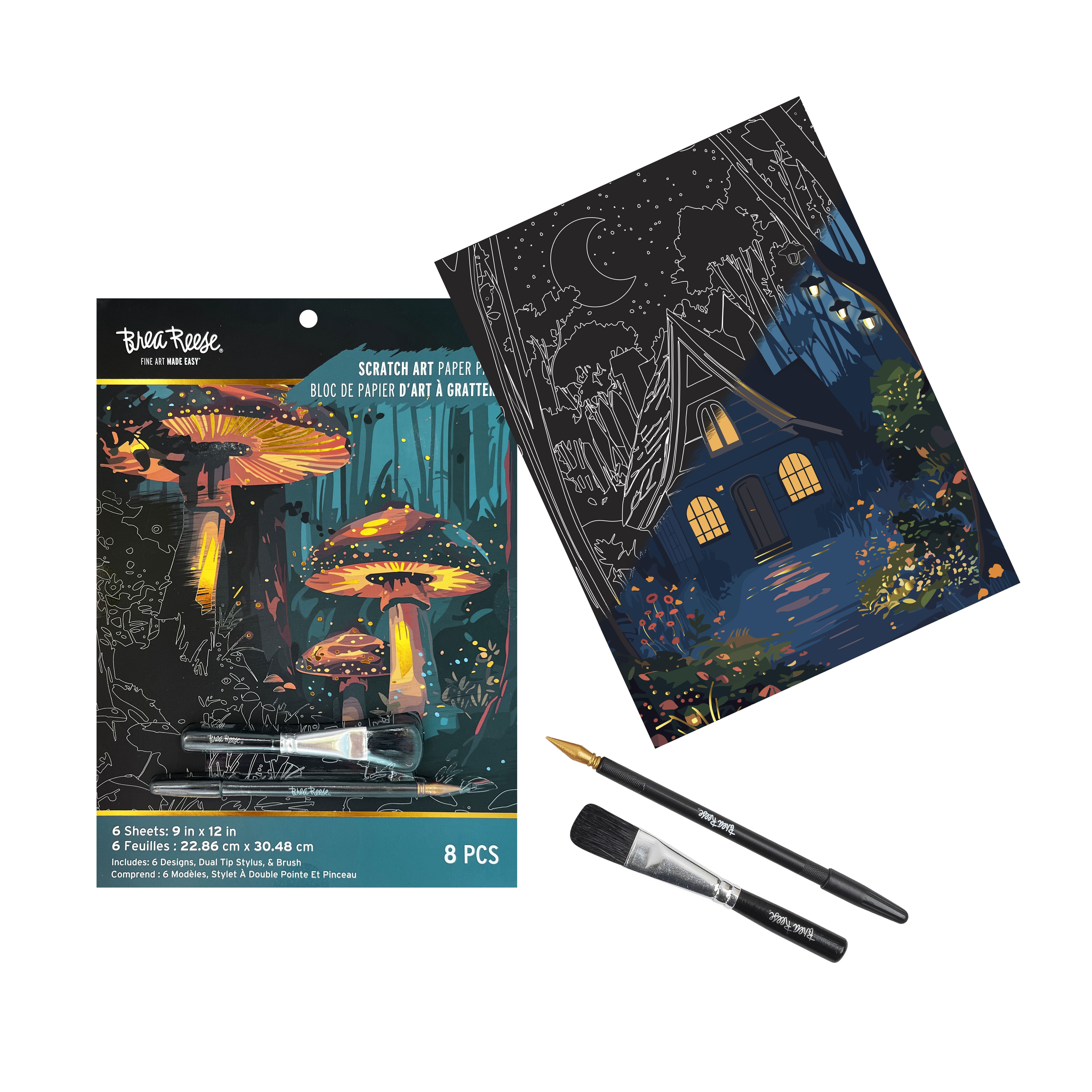 Brea Reese&#x2122; 9&#x22; x 12&#x22; Magical Forest Scratch Art Paper Pad
