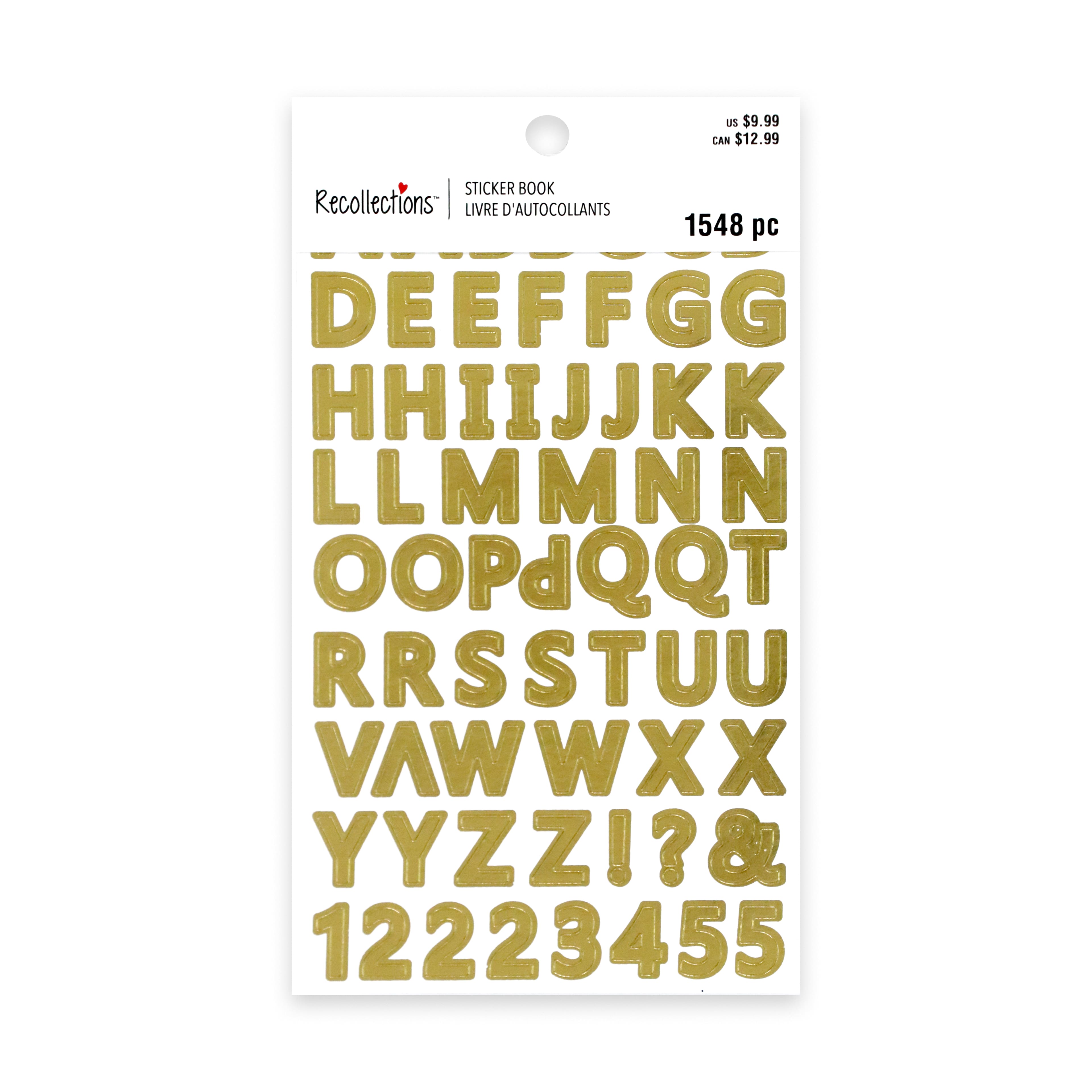 Black, Gold, Silver & White Modern Letter & Number Stickers by Recollections™
