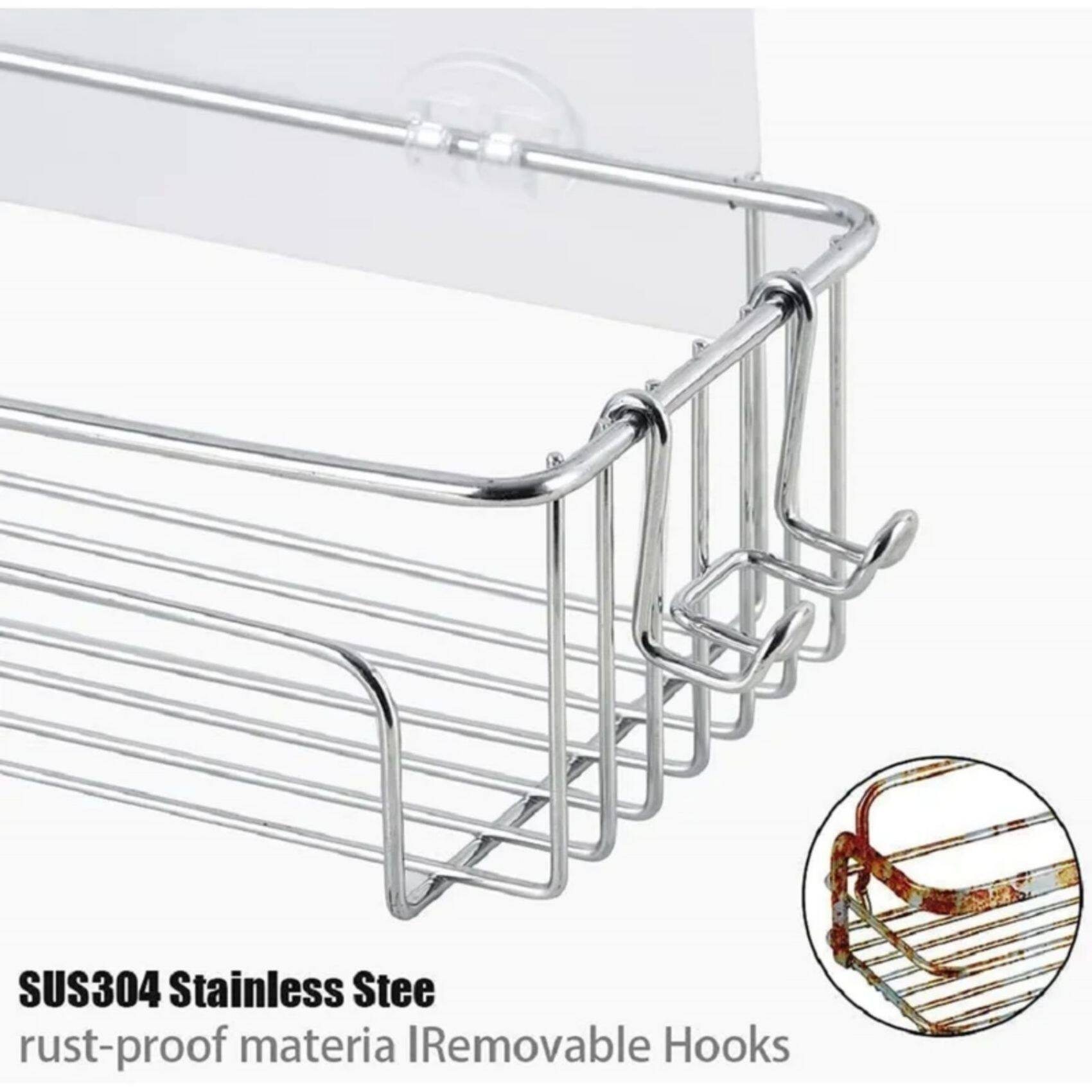 NEX™ Silver Shower Caddy Hanging Basket Shelf Set