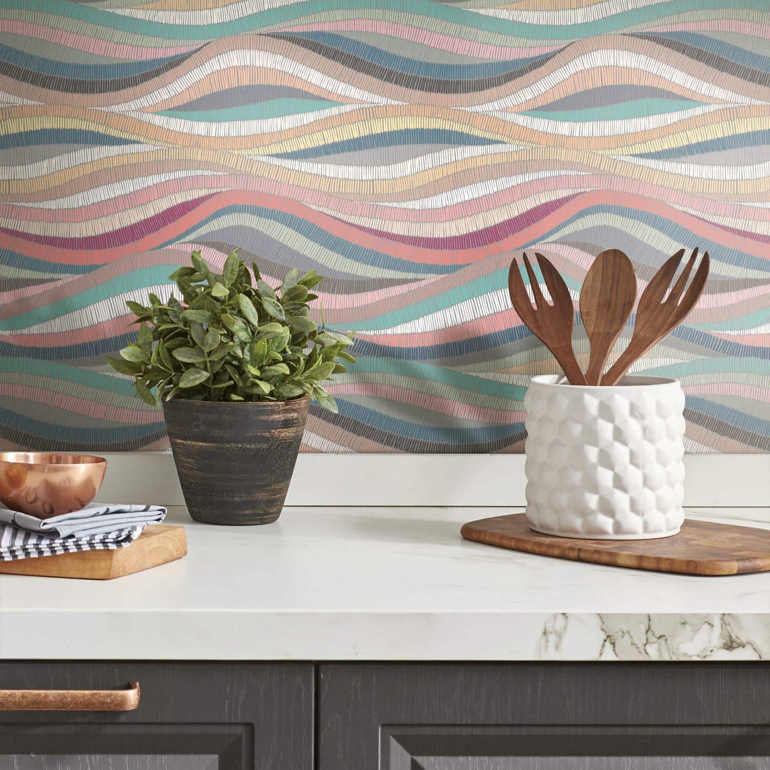 RoomMates Mosaic Waves Peel &#x26; Stick Wallpaper