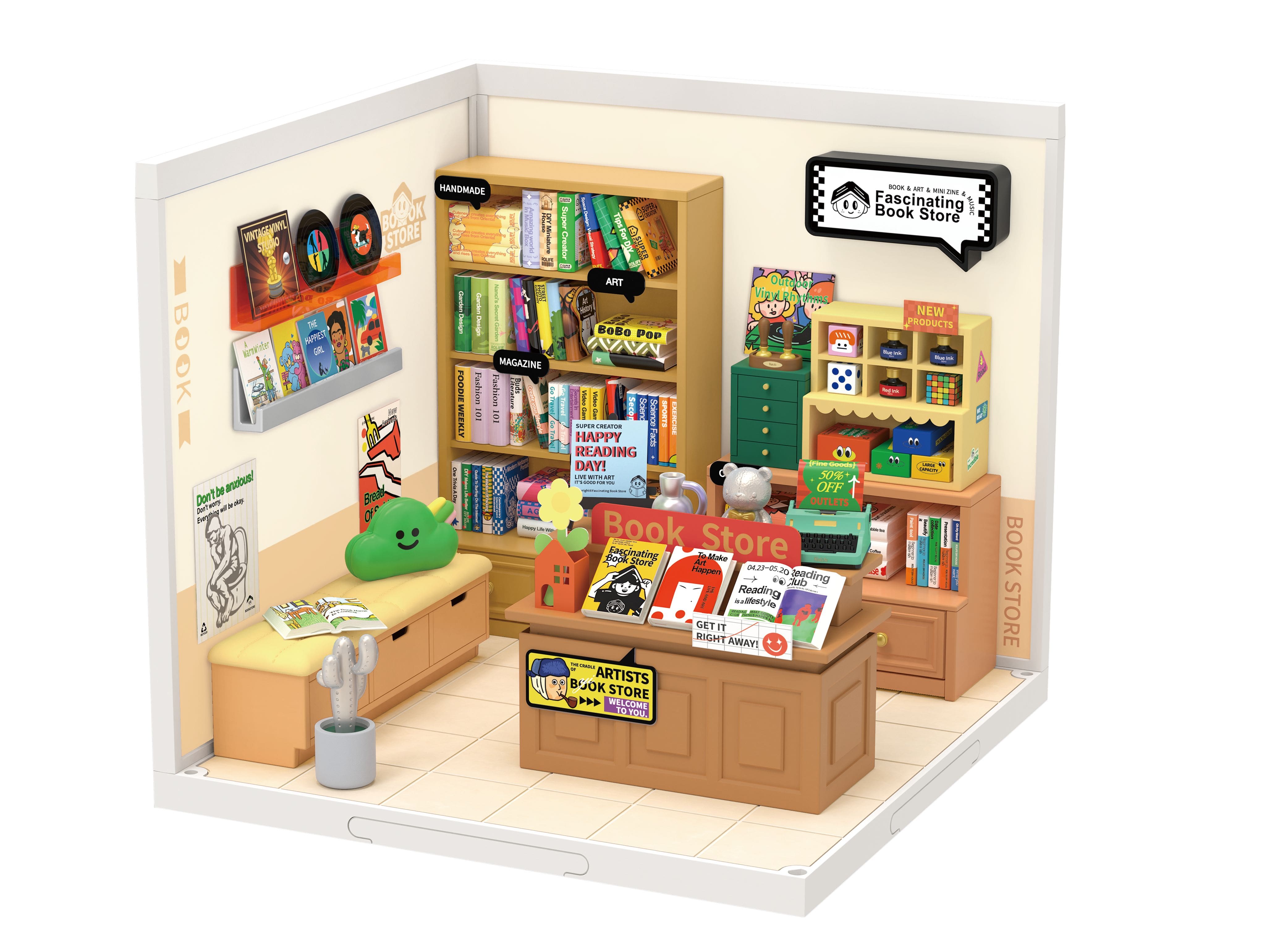 Rolife&#xAE; Super Creator Fascinating Book Store DIY Miniature Kit