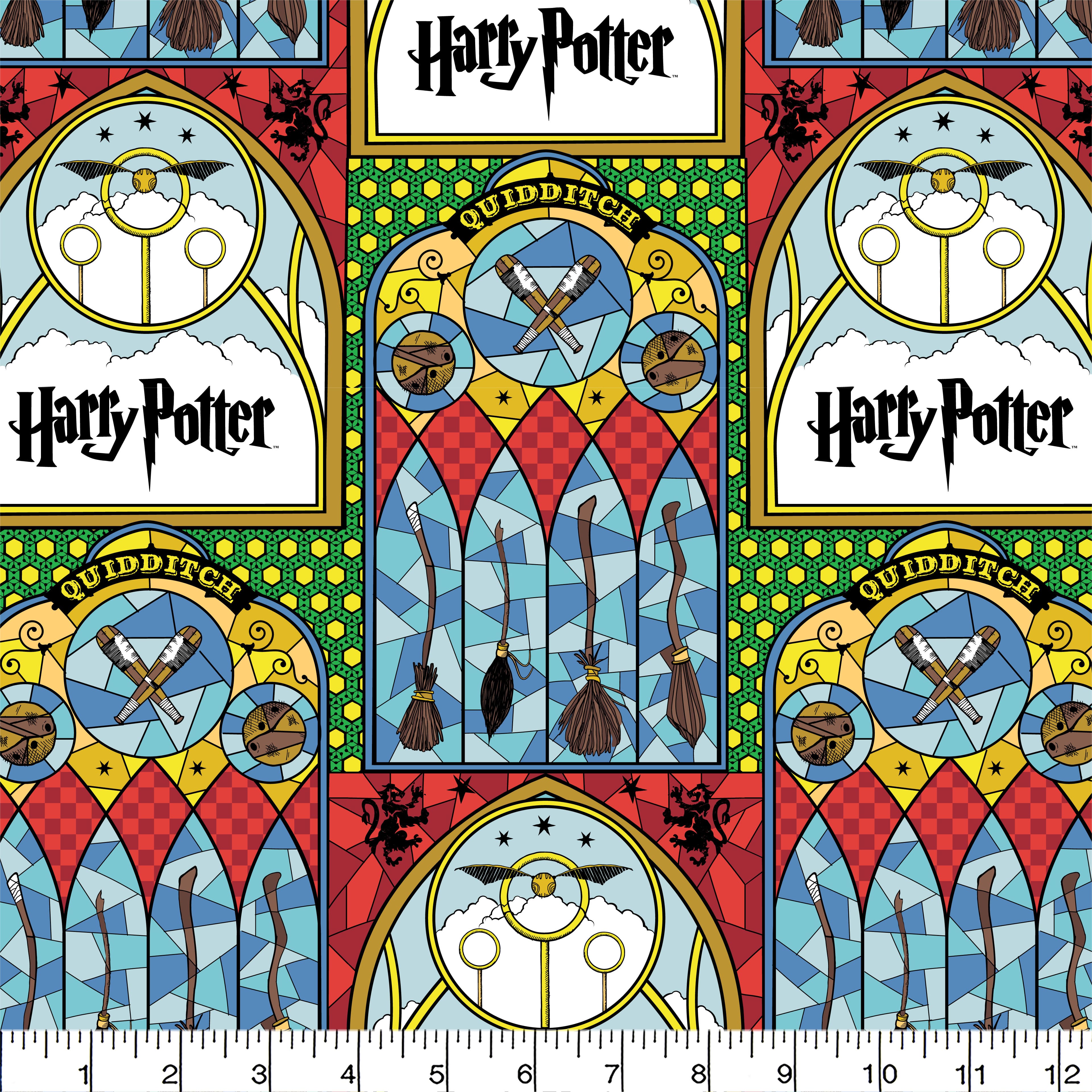 Harry Potter&#x2122; Quidditch&#x2122; Stained Glass Cotton Fabric