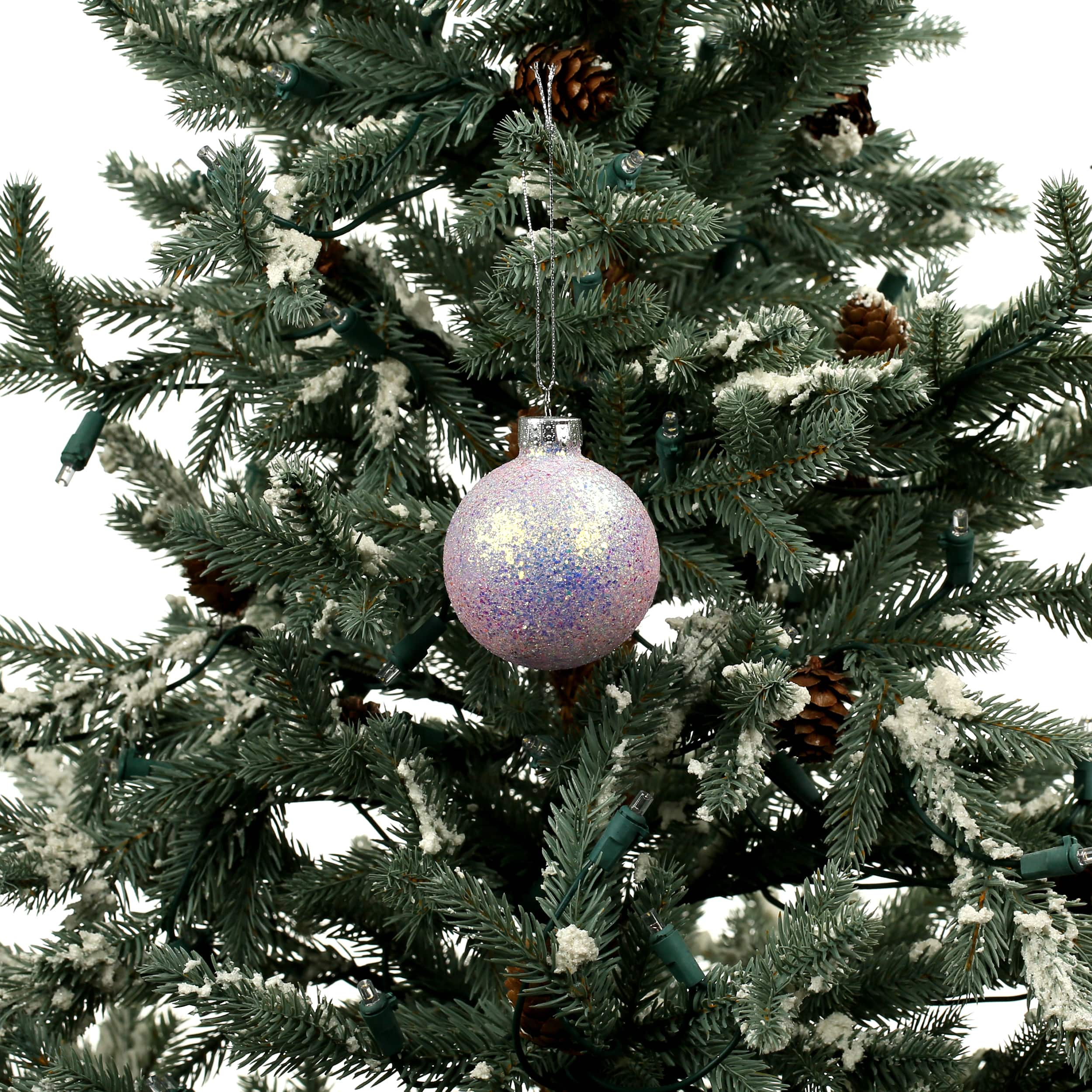 6 Pack 2.5&#x22; Pink Iridescent Glitter Glass Ball Ornaments by Ashland&#xAE;