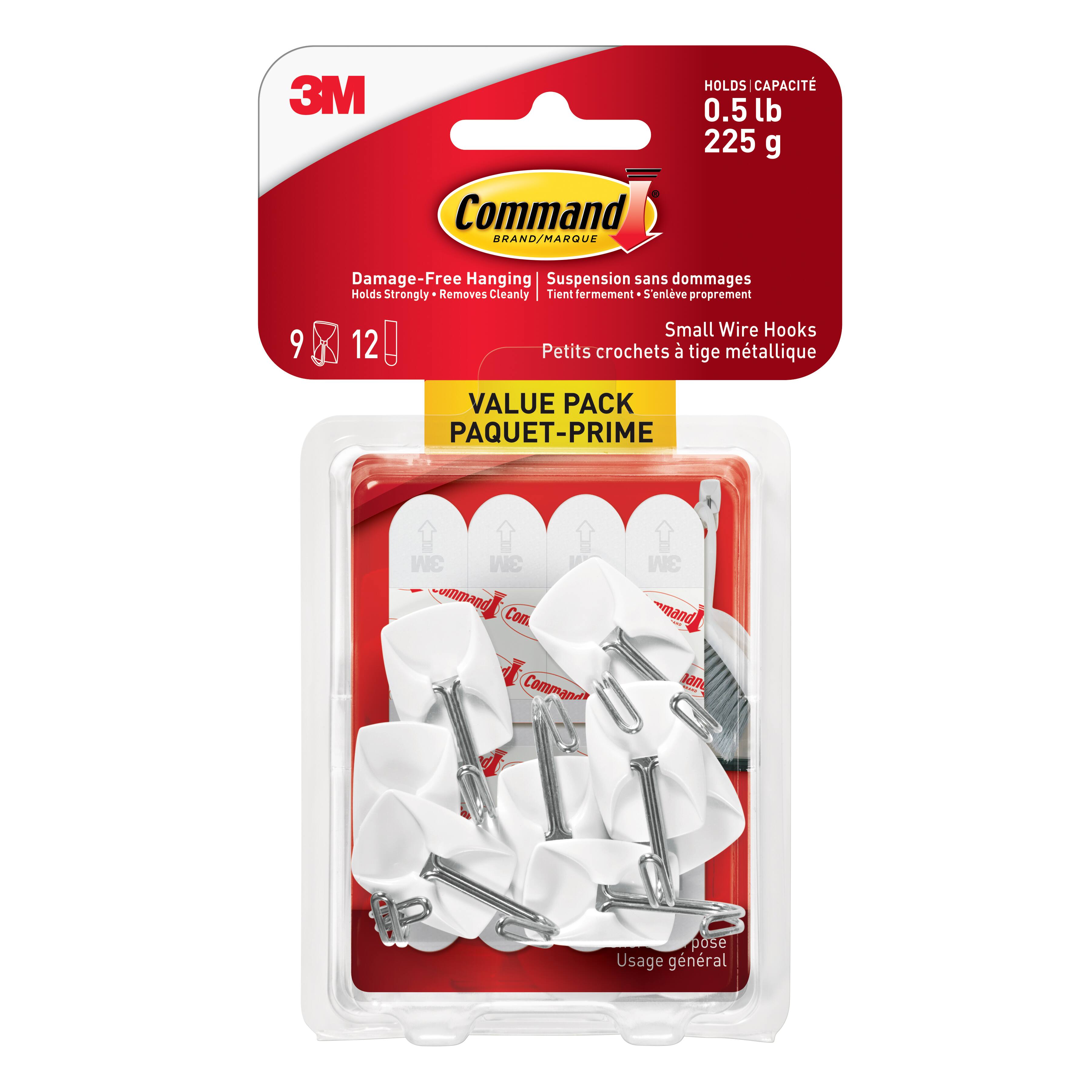 Command Small Clear Wire Hooks With Clear Strips