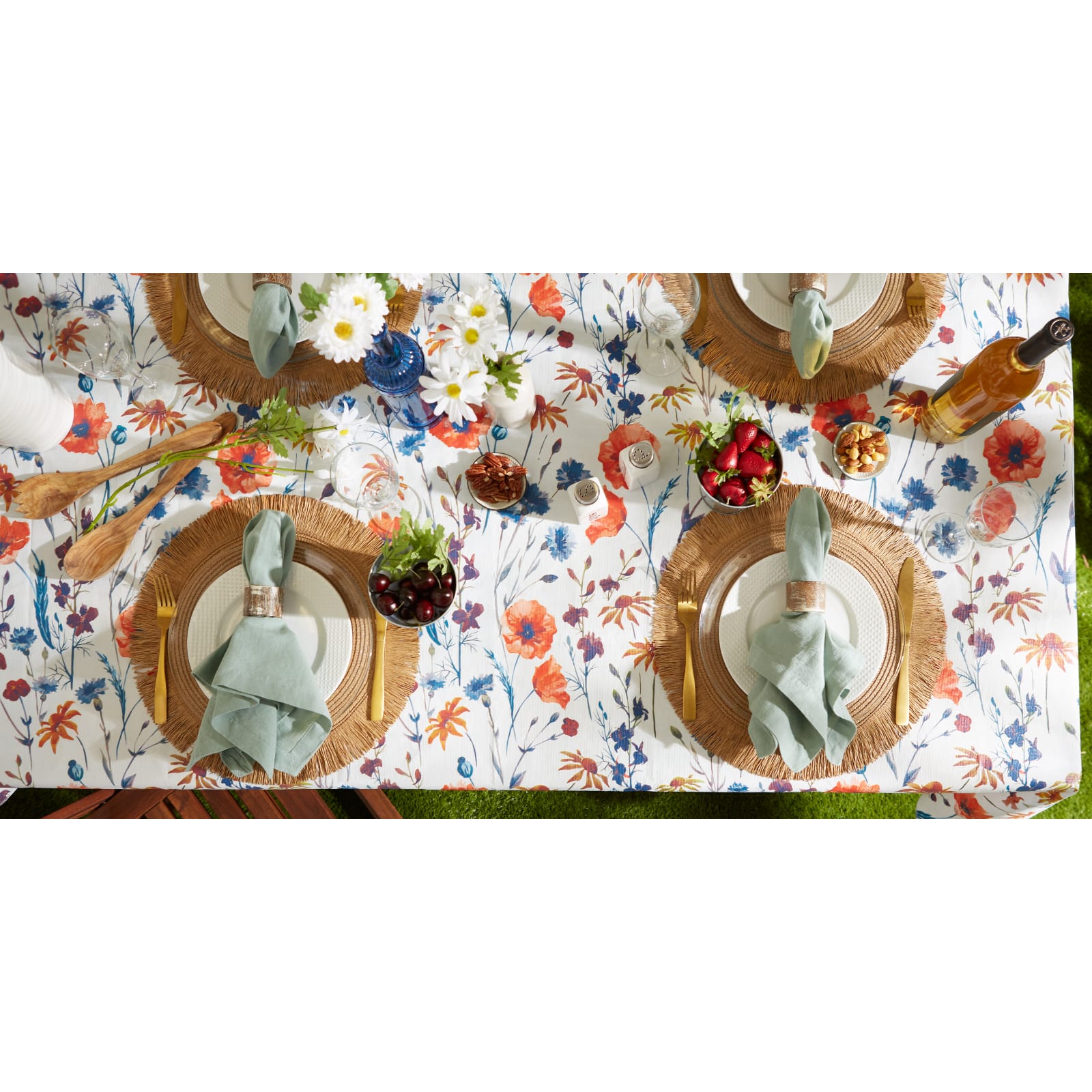 Spring Garden Vinyl Tablecloth 70&#x22; Round