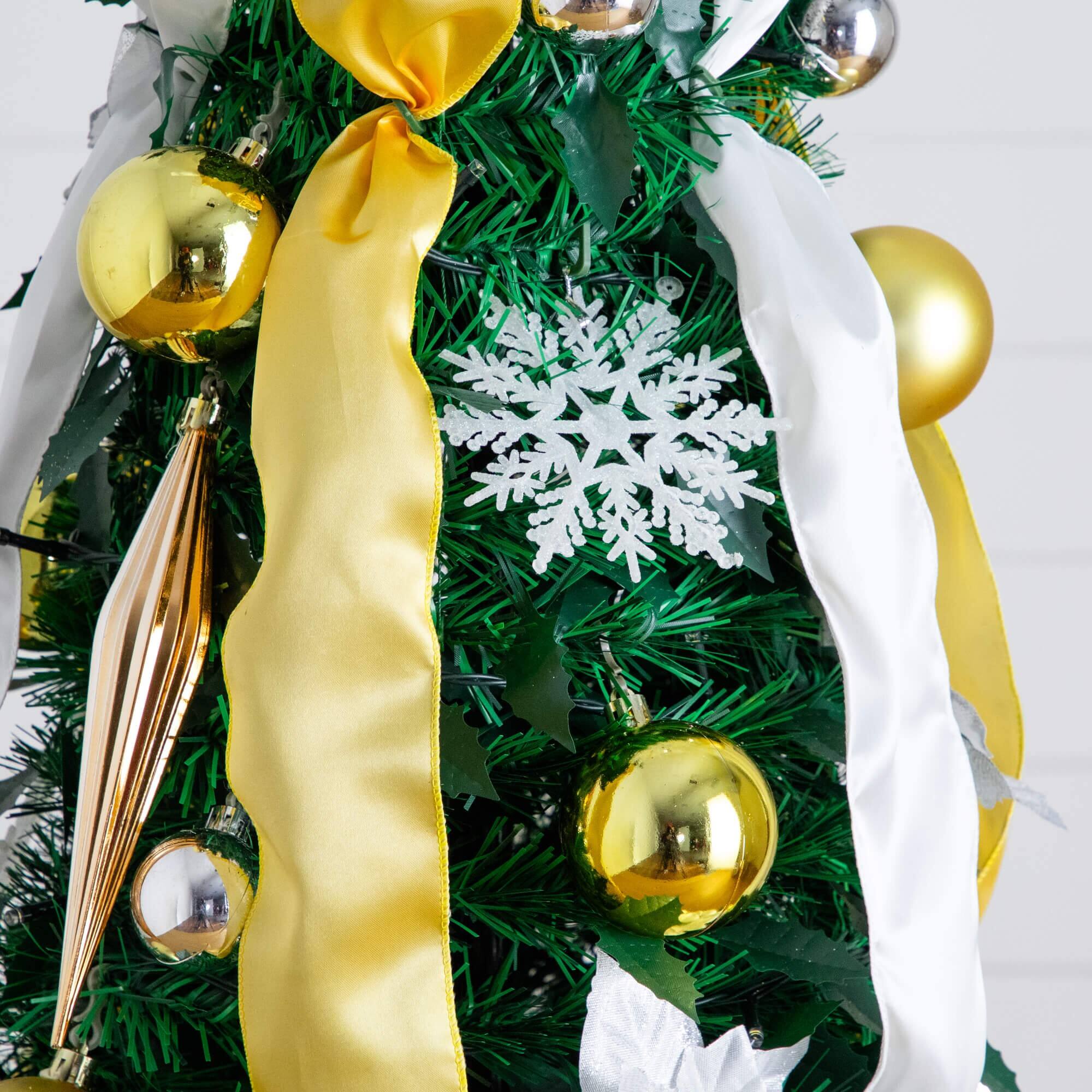 6ft. Pre-Lit Pop up Pre-decorated Artificial Christmas Tree, Warm White LED Lights