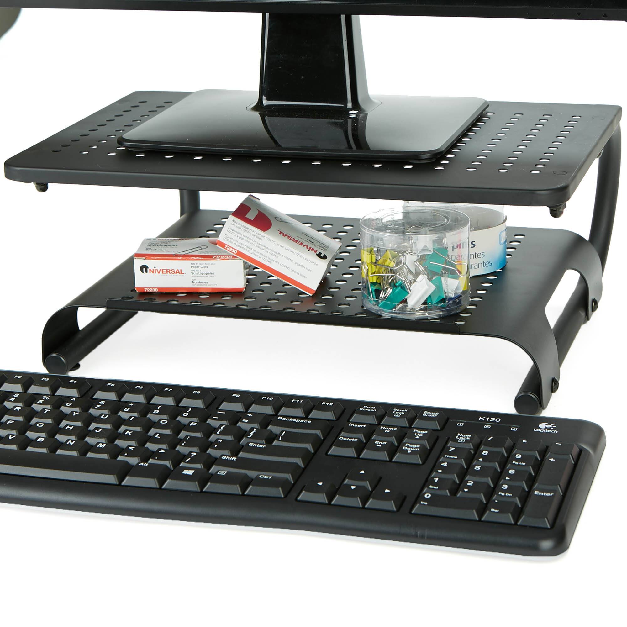 Mind Reader Black 2 Tier Monitor Stand Riser