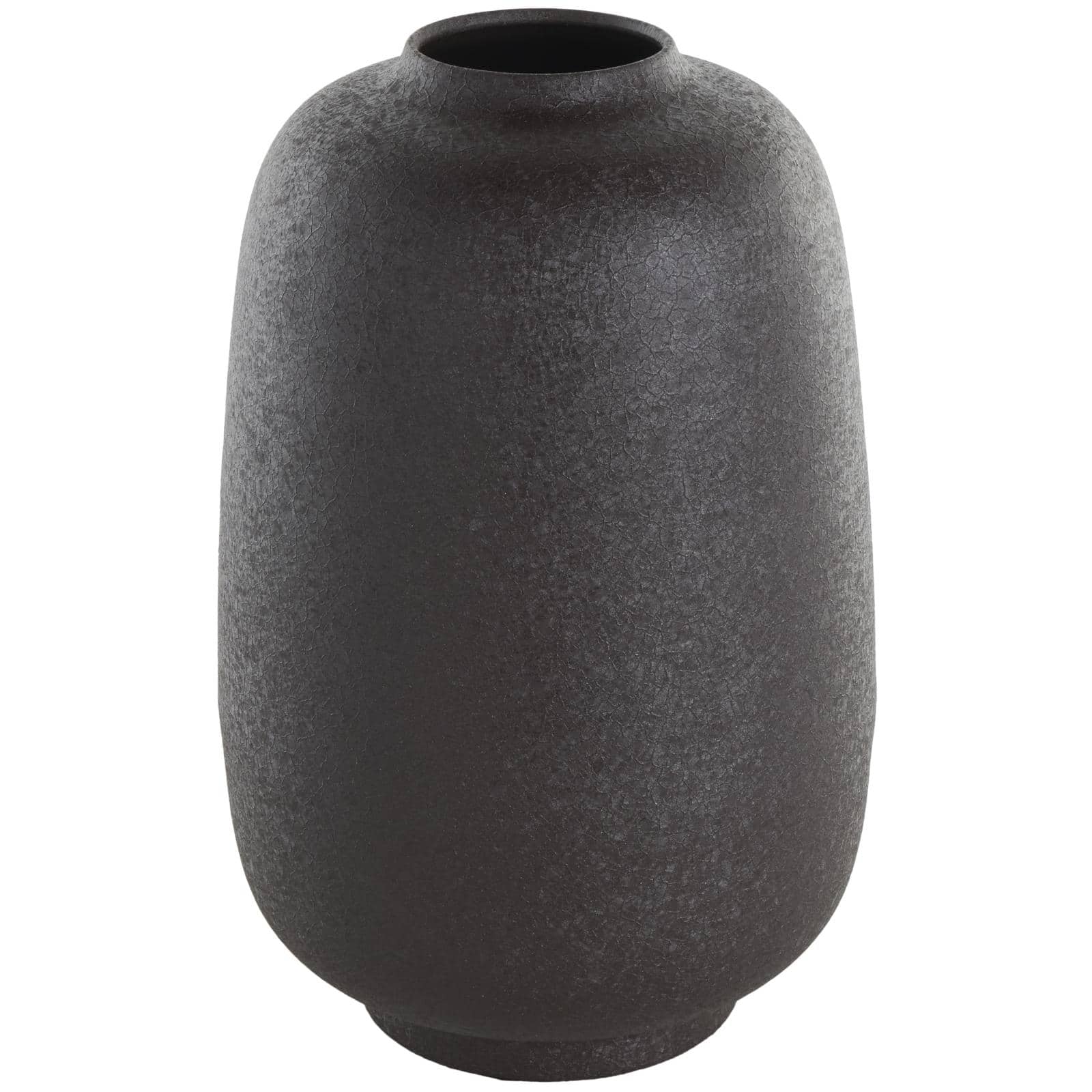 12&#x22; Black Textured Rounded Metal Vase