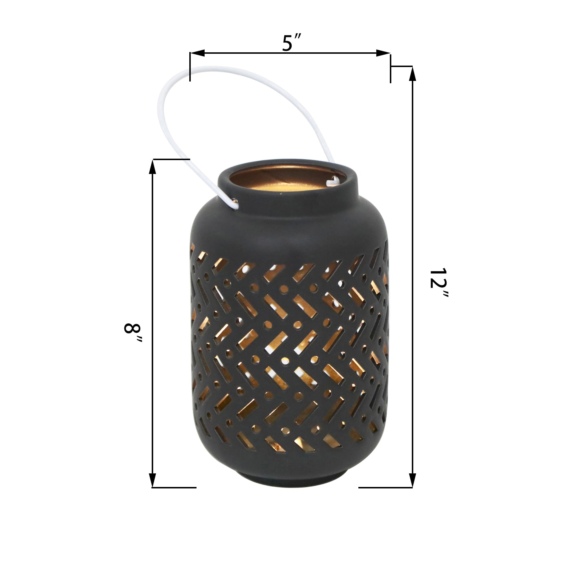 Flora Bunda&#xAE; 7.5&#x22; Chevron LED Ceramic Lantern