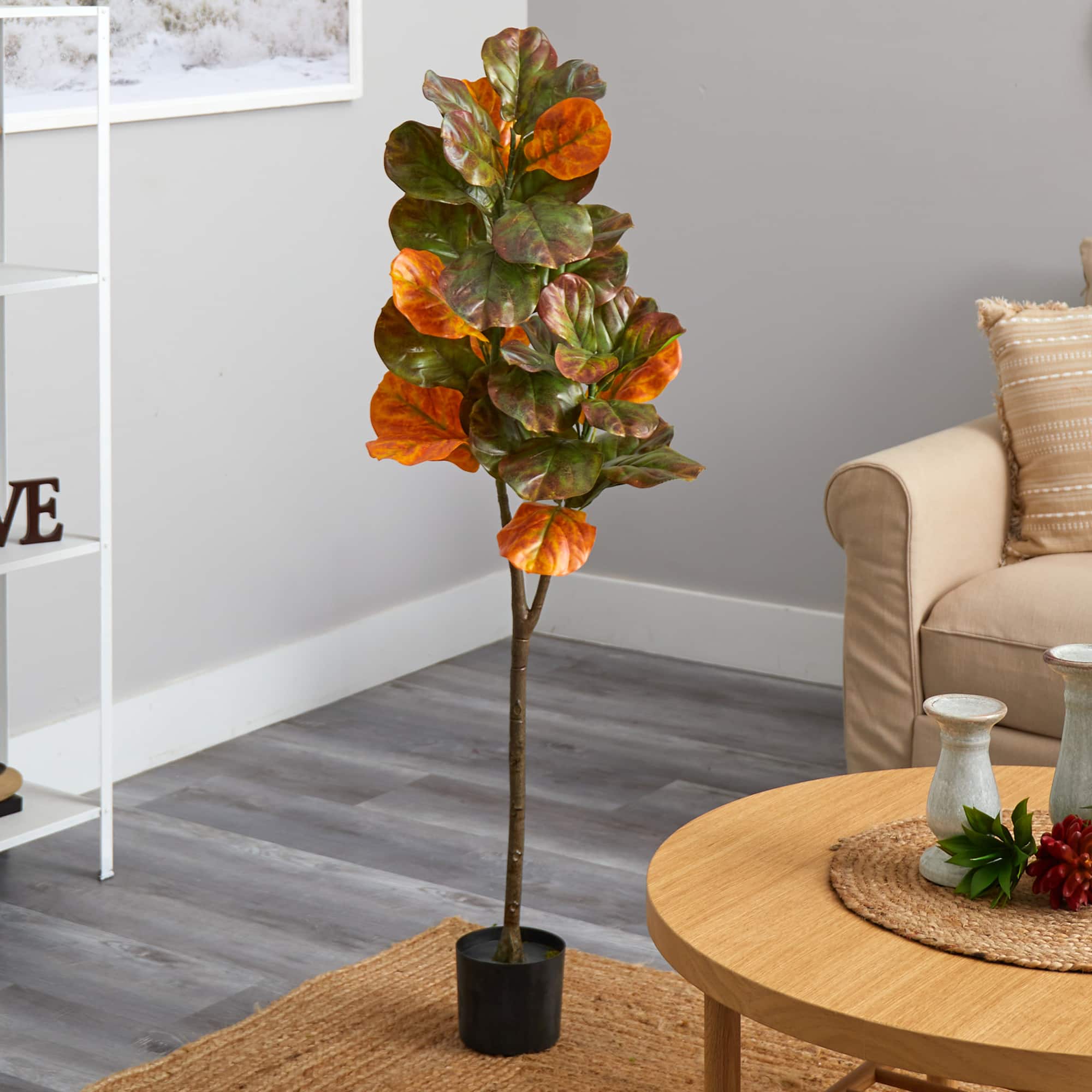 4.5ft. Potted Autumn Fiddle Leaf Fall Tree 