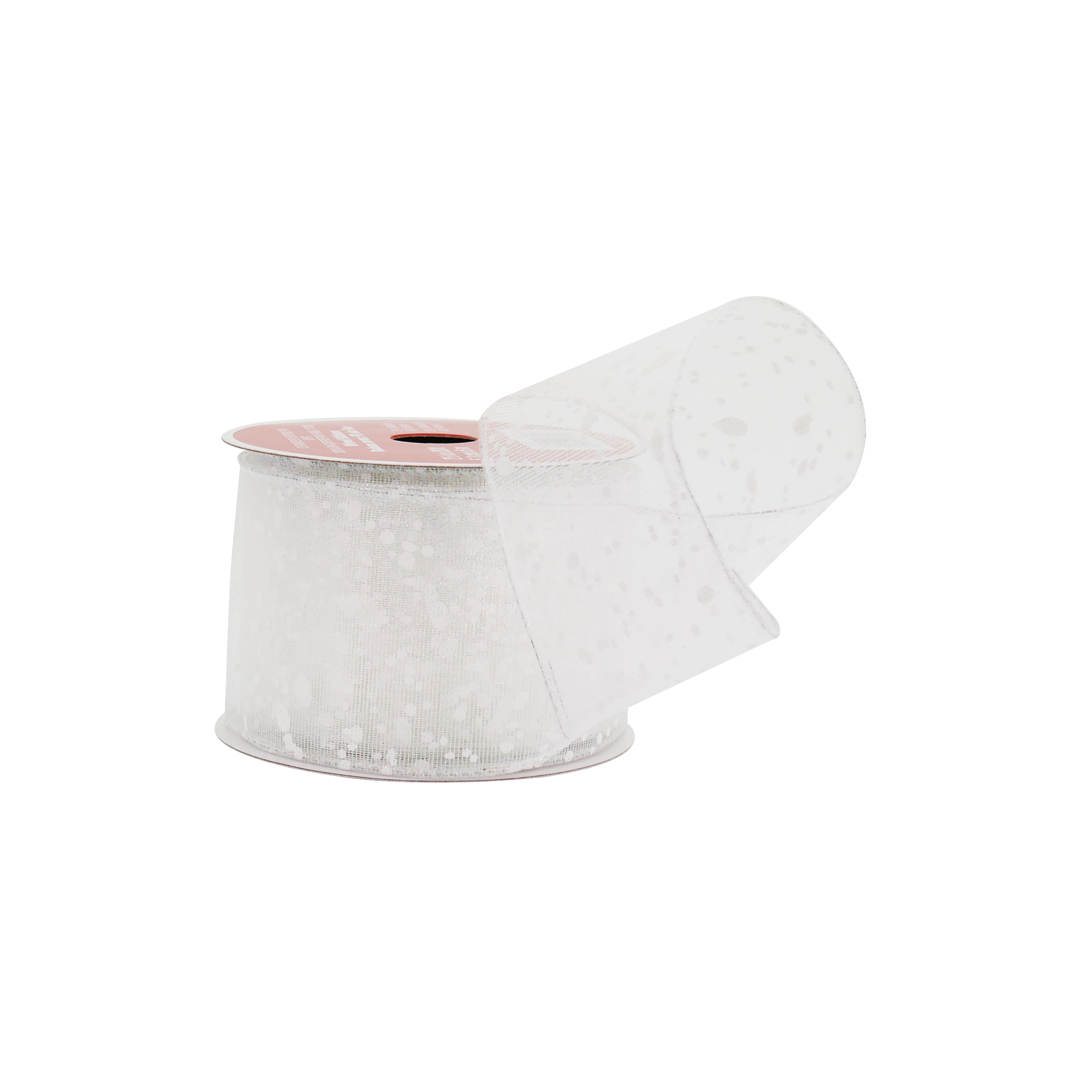 2.5&#x22; x 20ft. White Snow Wired Sheer Ribbon by Celebrate It&#xAE;