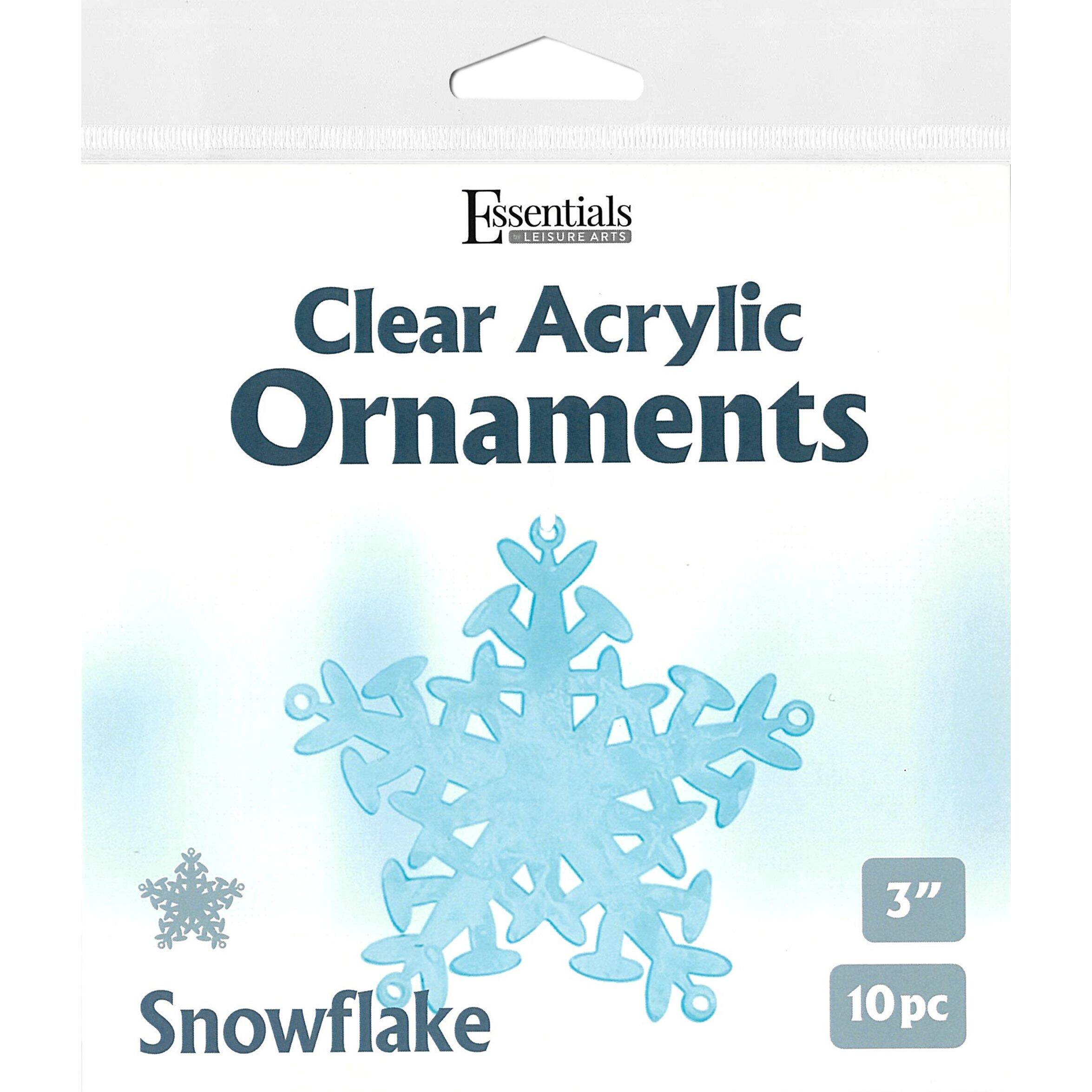 Essentials by Leisure Arts 3" Snowflake Clear Acrylic Ornaments, 10ct.