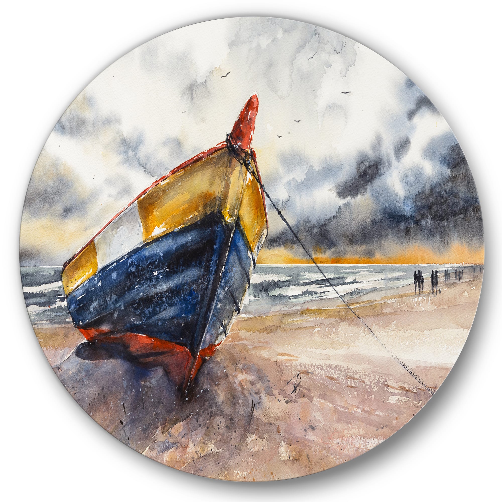 Designart - Wooden Boat On The Baltic Shores - Nautical &#x26; Coastal Metal Circle Wall Art