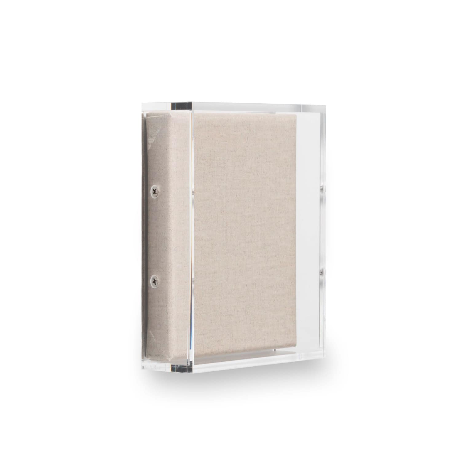 Wexel Art 2&#x22; Depth Clear UV Grade Acrylic Shadowbox with Beige Linen Stretched Canvas