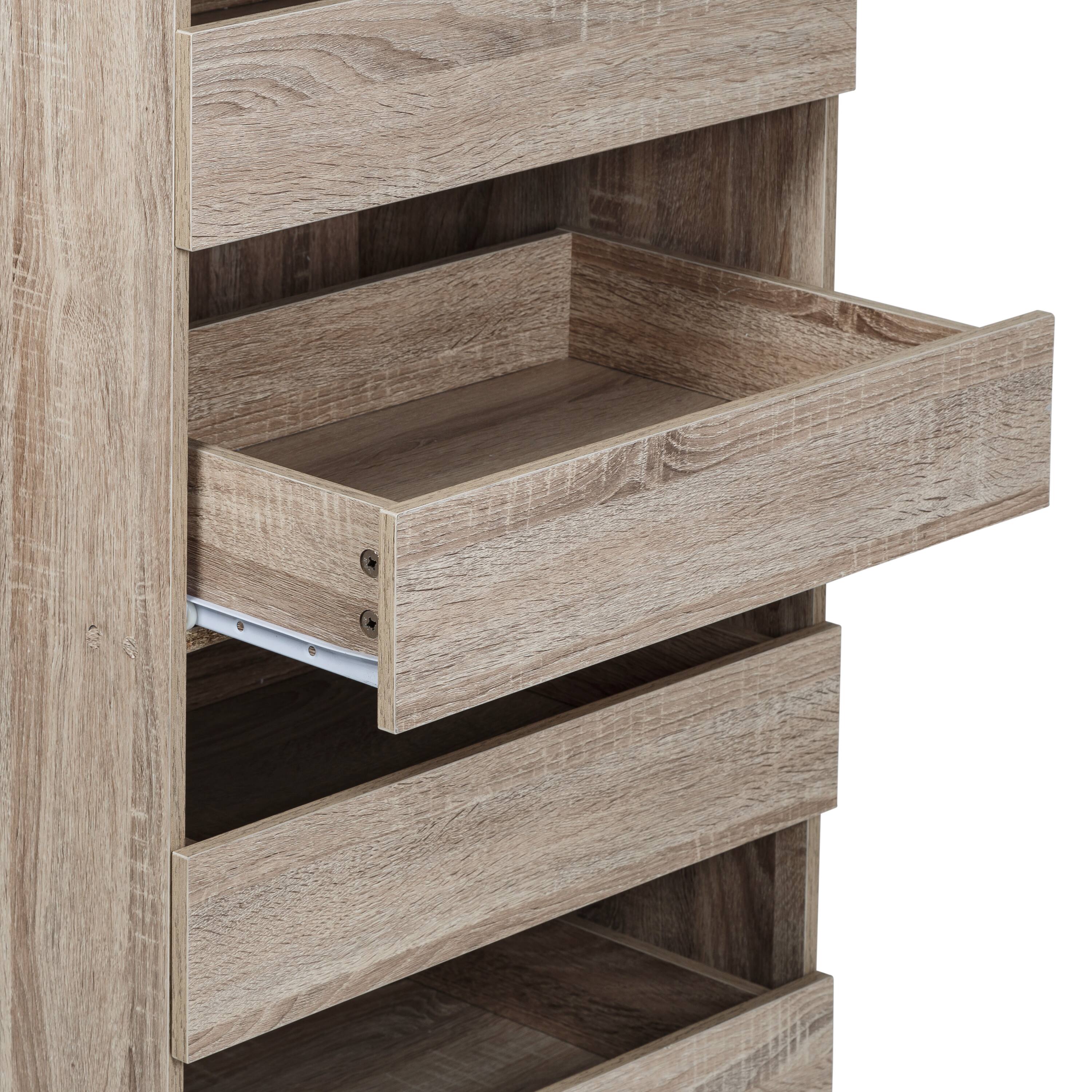 Honey Can Do Brown Tall & Narrow Stackable Storage Drawers with Wood Finish