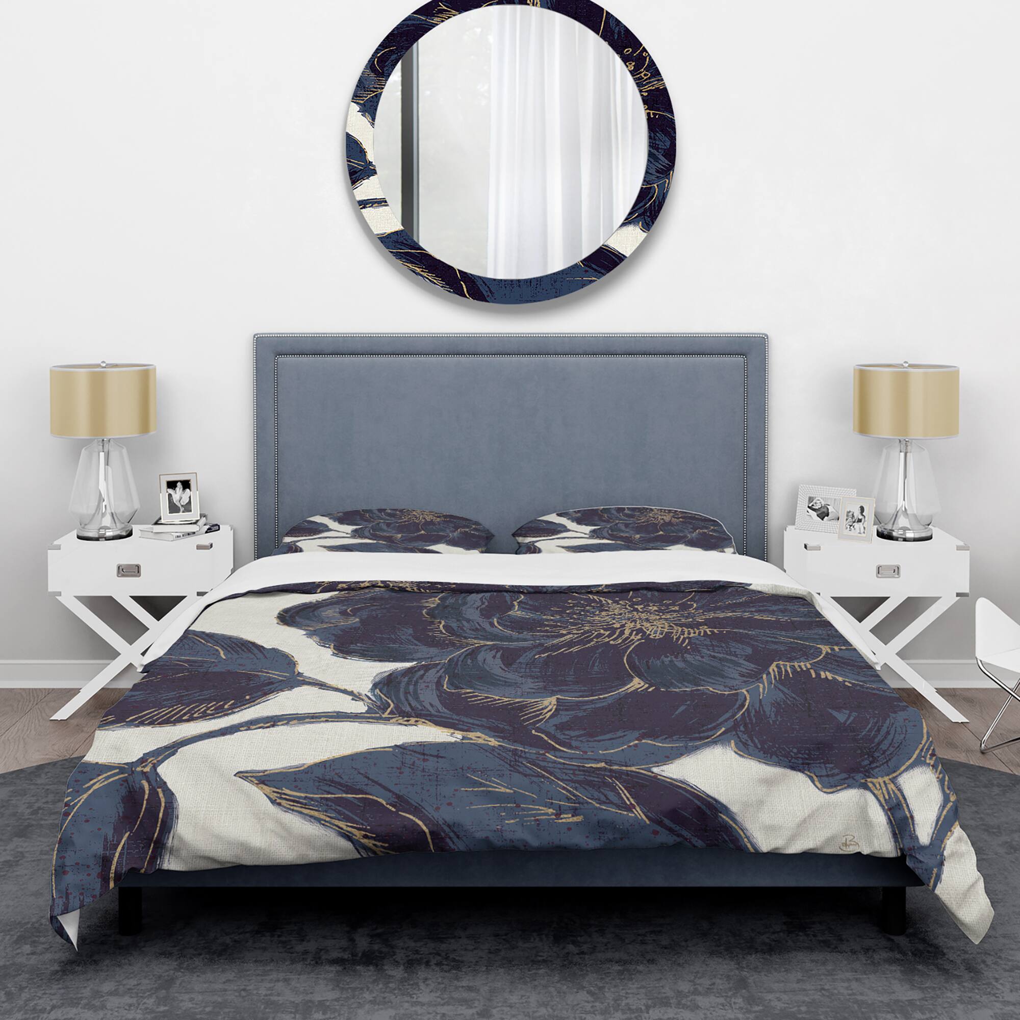 Designart &#x27;Dark Rose Gilded Gold&#x27; Shabby Bedding Set - Duvet Cover &#x26; Shams