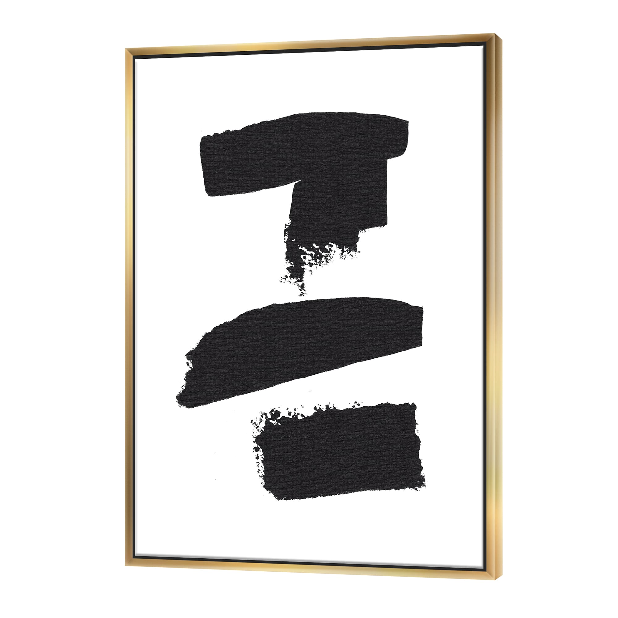 Designart - Black and White Geometric Company I - Mid-Century Modern Canvas in Gold Frame