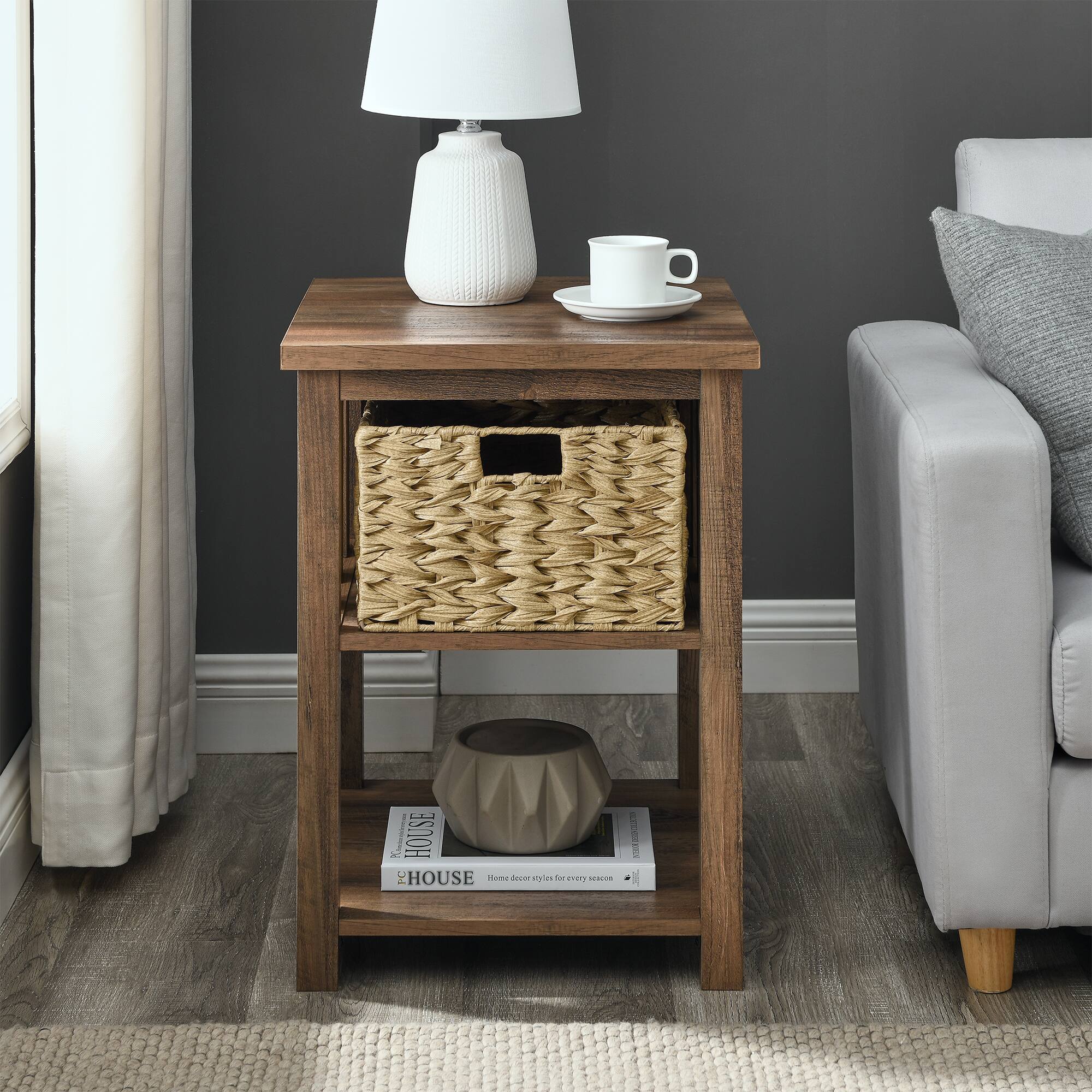 Walker Edison 18" Reclaimed Barnwood Mission Storage Side Table