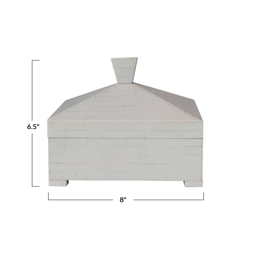 Hello Honey&#xAE; 8&#x22; Ivory Decorative Storage Box with Pyramid Lid and Knob