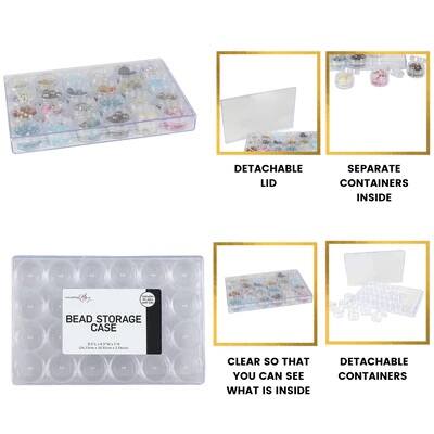 Everything Mary Large Plastic Bead Storage Organizer Box with 24 Jars