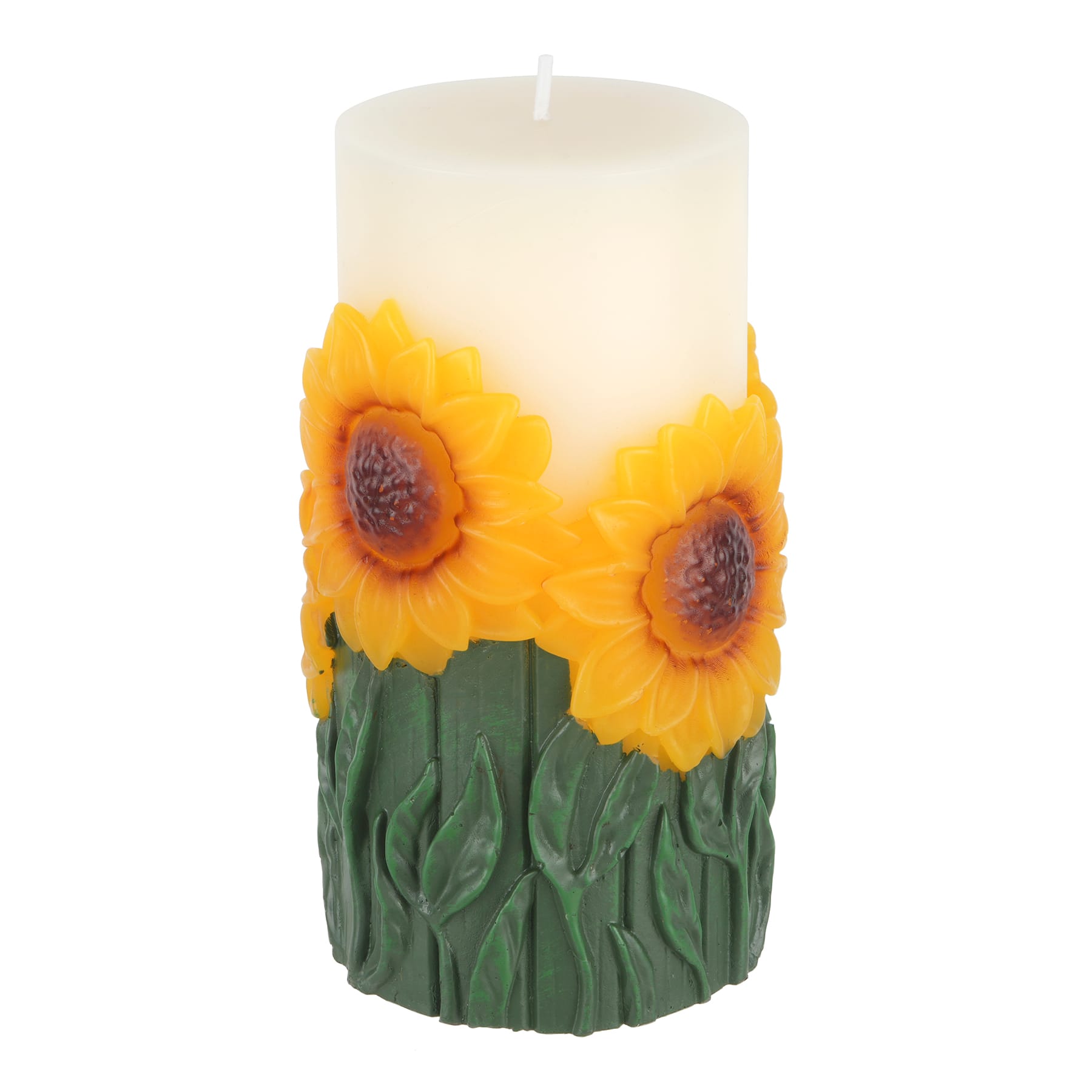 3&#x22; x 6&#x22; Sunlit Leaves Scented Sunflowers Pillar Candle by Ashland&#xAE;