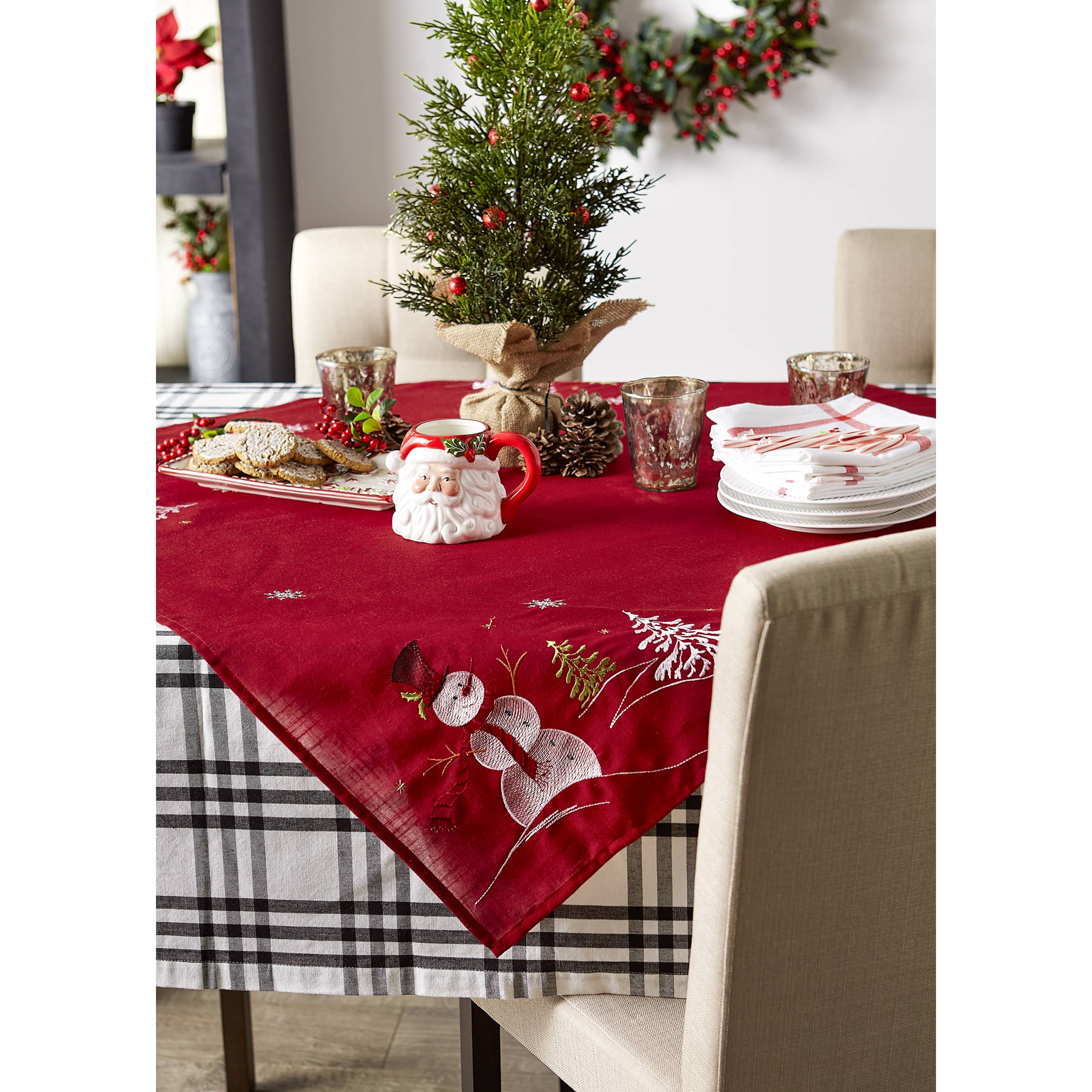 DII® 40" Embroidered Snowman Table Topper