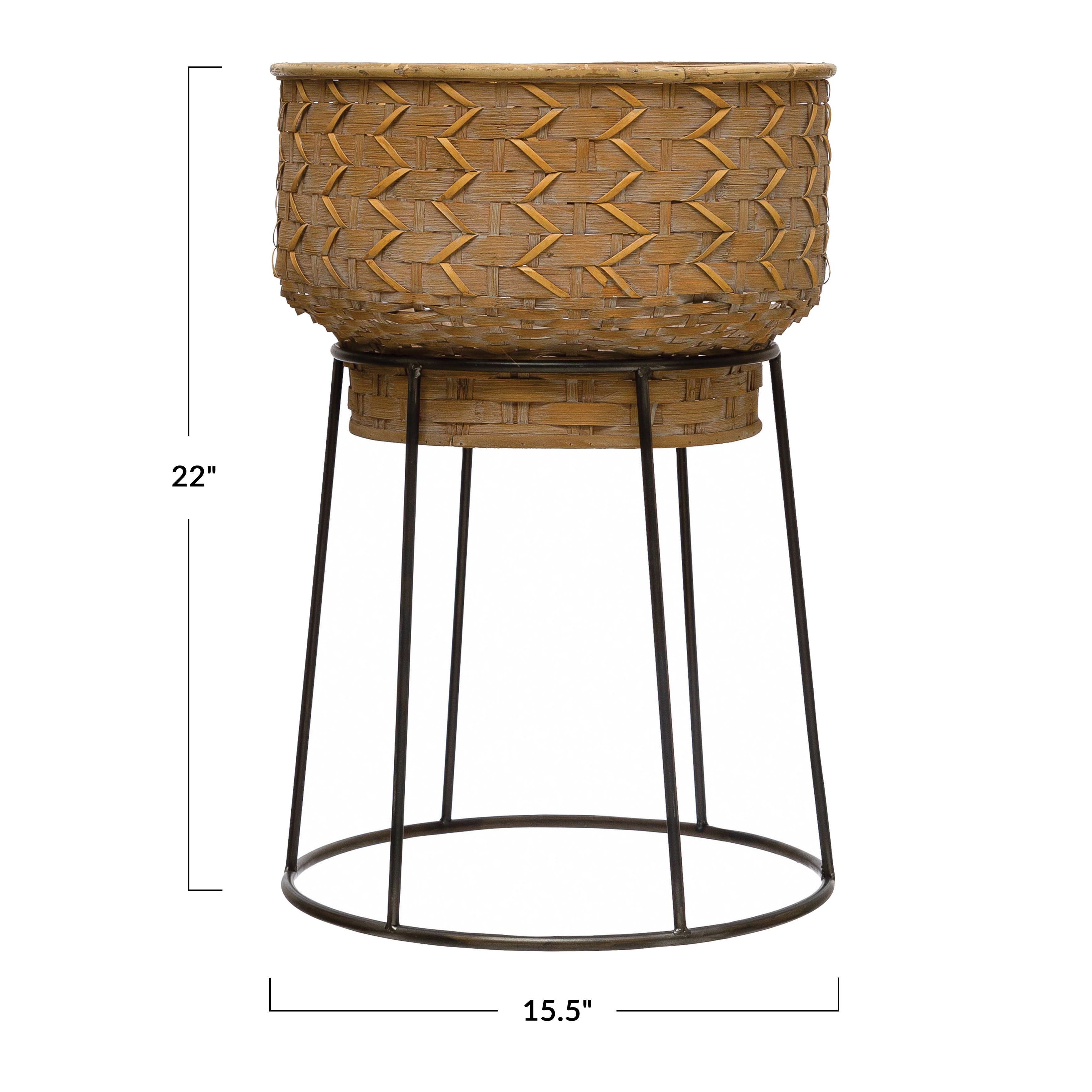 Hello Honey&#xAE; Hand-Woven Planter with Metal Stand