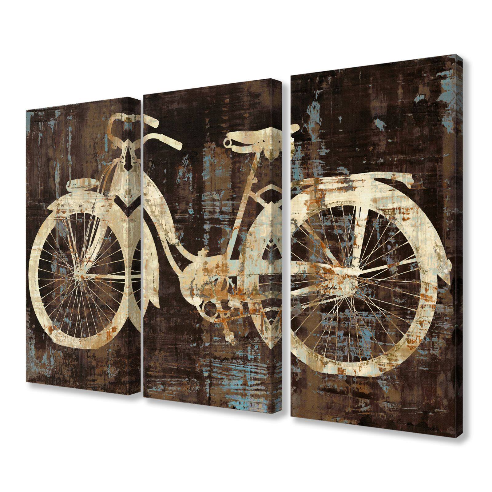 Stupell Industries 3-Piece Distressed Bicycle Canvas Wall Art | Canvas ...