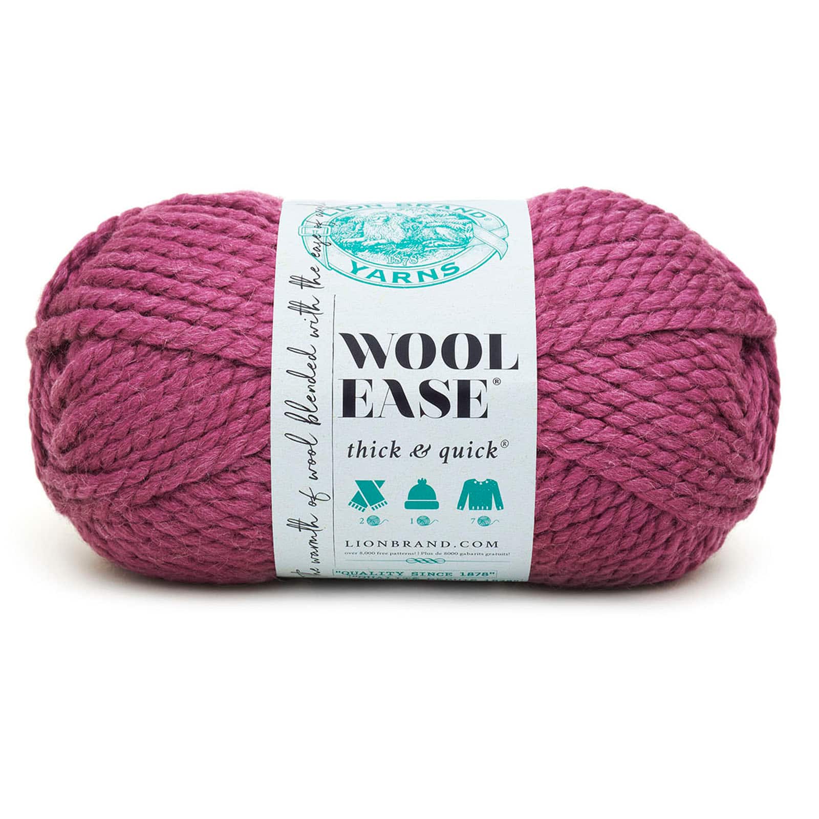 Lion Brand Yarns Wool Ease Thick & Quick Cranberry Classic Yarn, 1