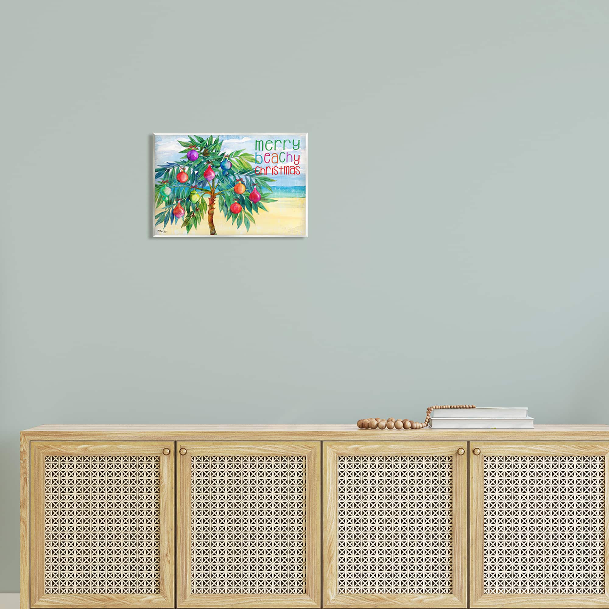 Stupell Industries Merry Beachy Christmas Holiday Palm Wall Plaque Art