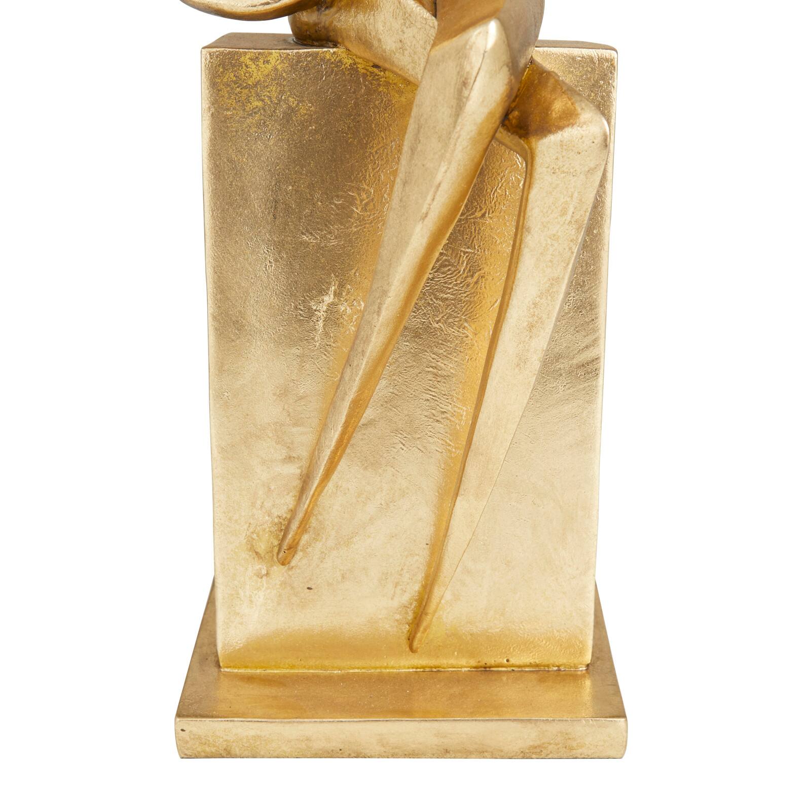 Gold Polystone Contemporary Sculpture, 17&#x22; x 9&#x22; x 7&#x22;