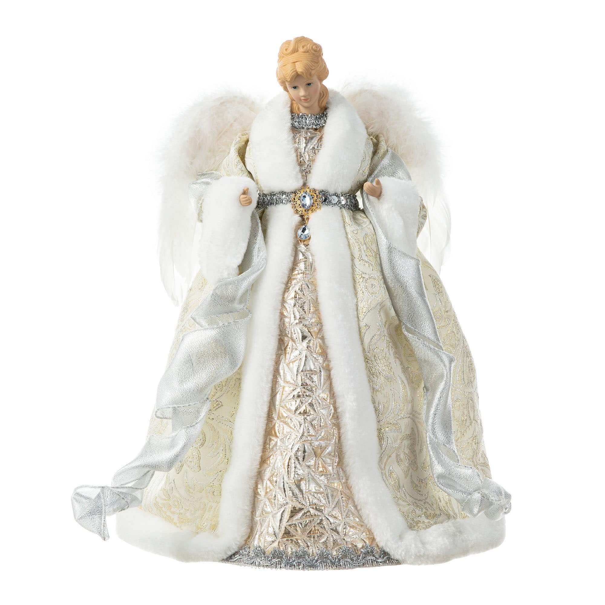 Glitzhome&#xAE; 16.5&#x22; Faux Fur Elegant Christmas Angel Tree Topper