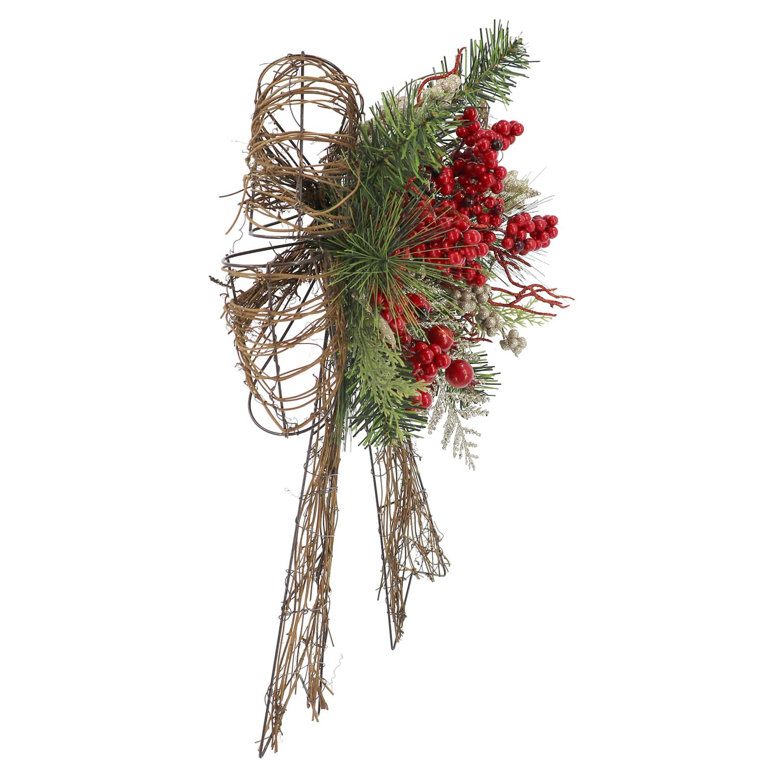 22&#x22; Red Berry &#x26; Pine Grapevine Bow by Ashland&#xAE;