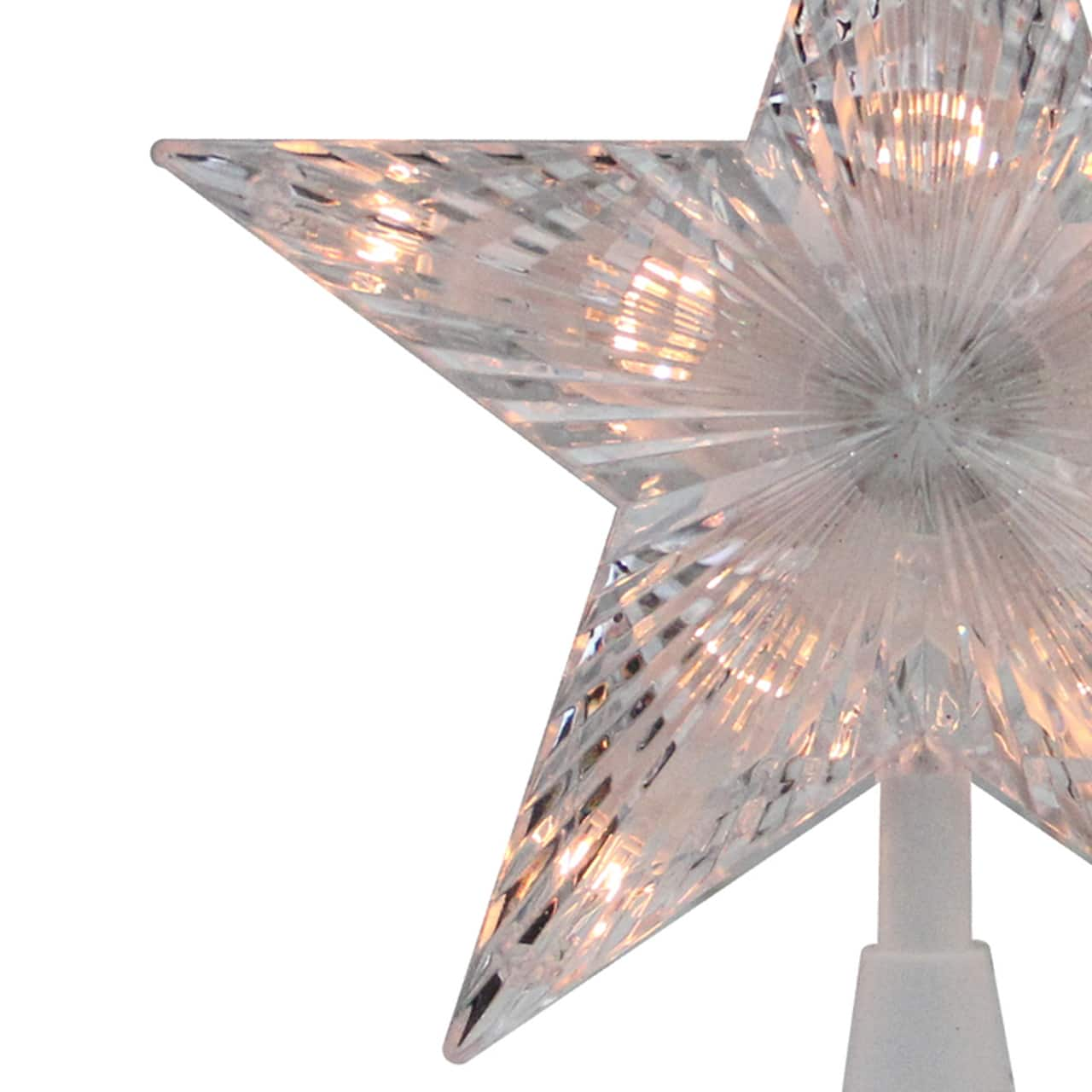 7.5&#x22; Clear &#x26; White 5-Point Star Tree Topper