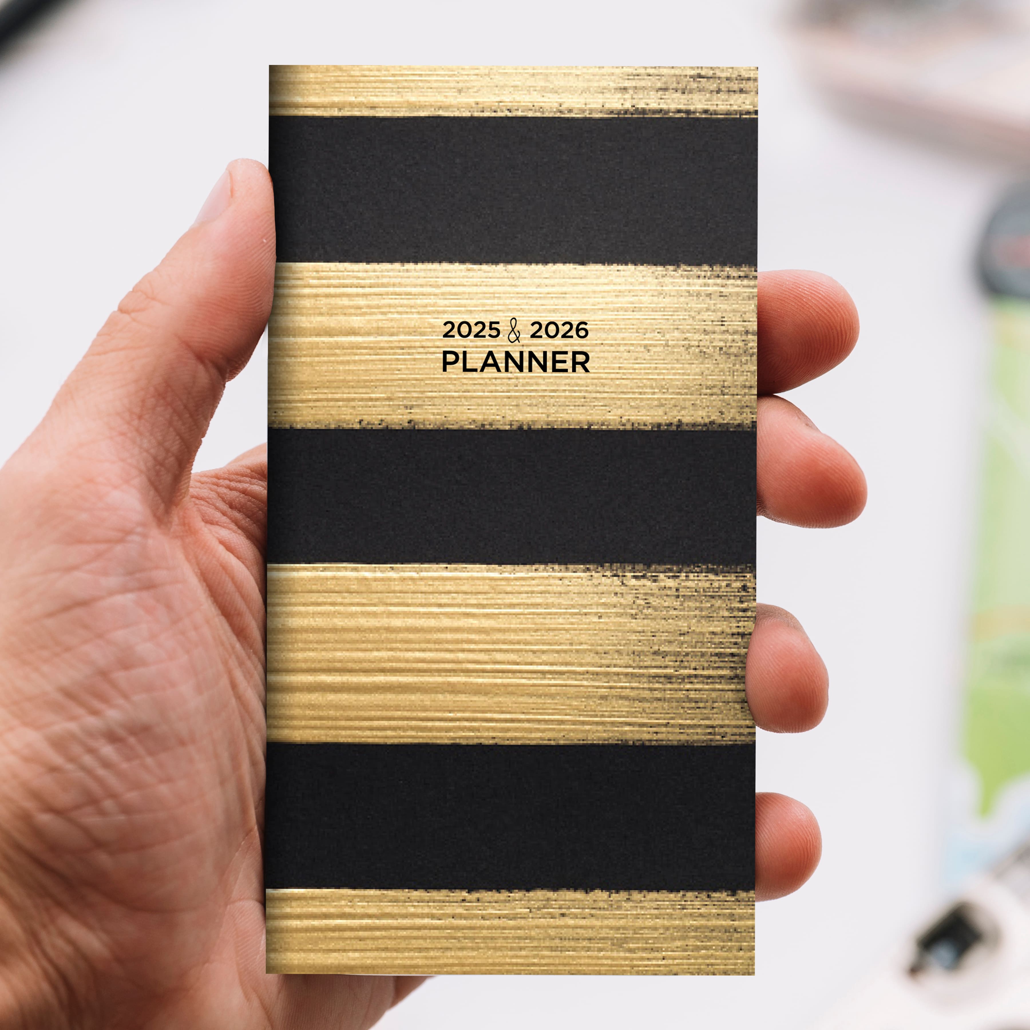 TF Publishing 2025 - 2026 Black &#x26; Gold Small Monthly Pocket Planner