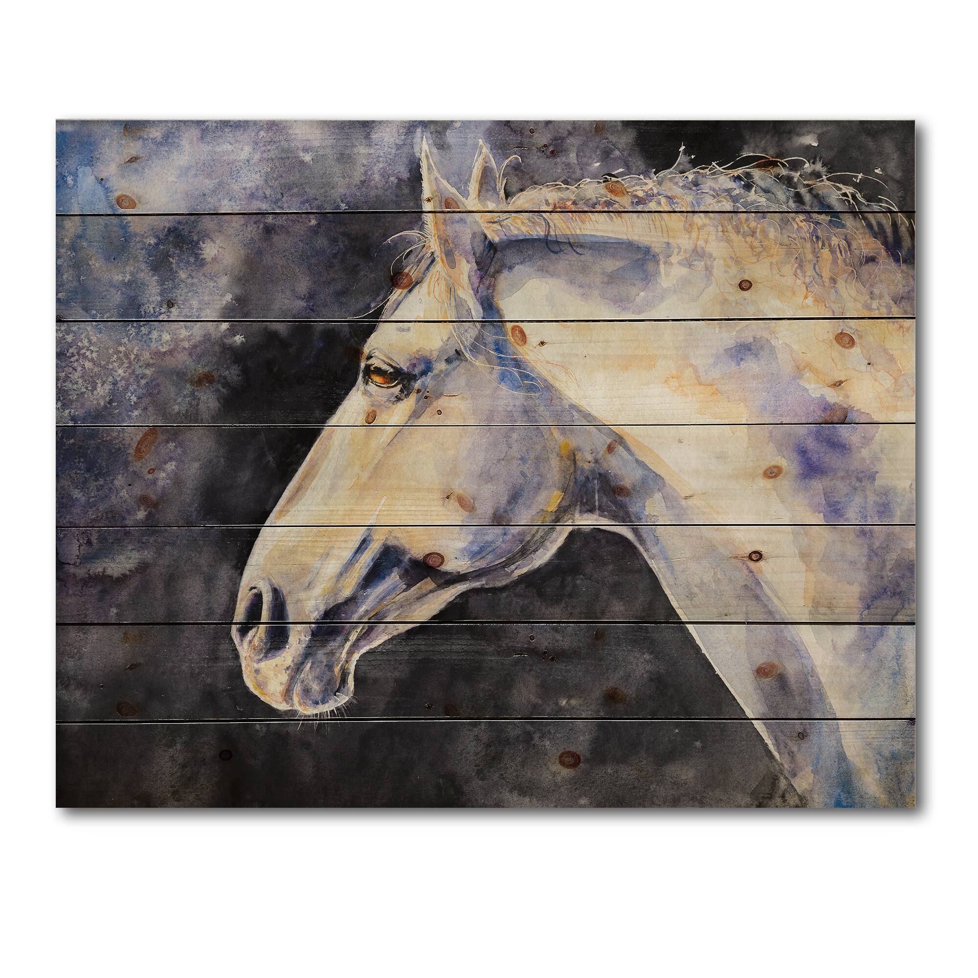 Designart - The Head of A Lipizzan Horse - Farmhouse Print on Natural Pine Wood