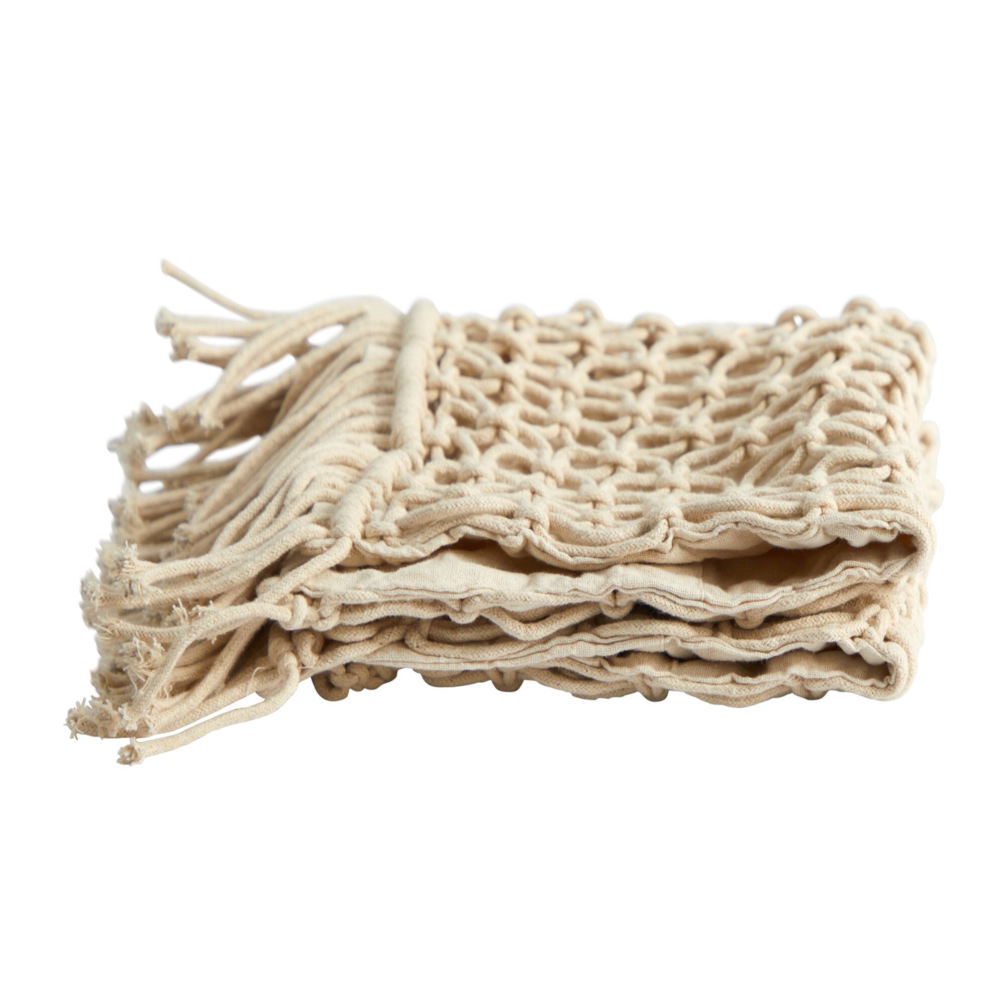 18" Bohemian Fringed Woven Macramé Pillow Cover