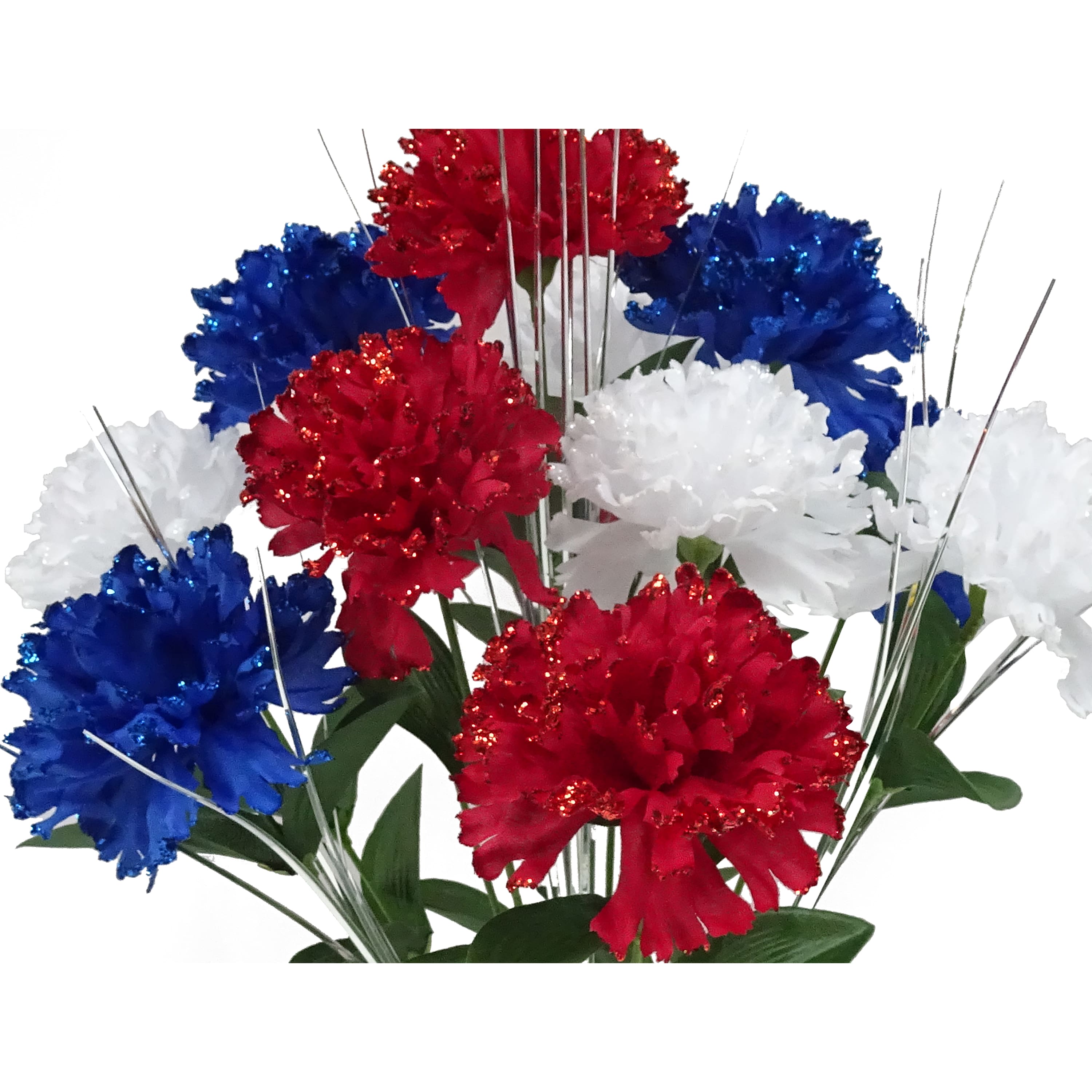 18" Red, White & Blue Carnation & Tinsel Mix Bush by Celebrate It™
