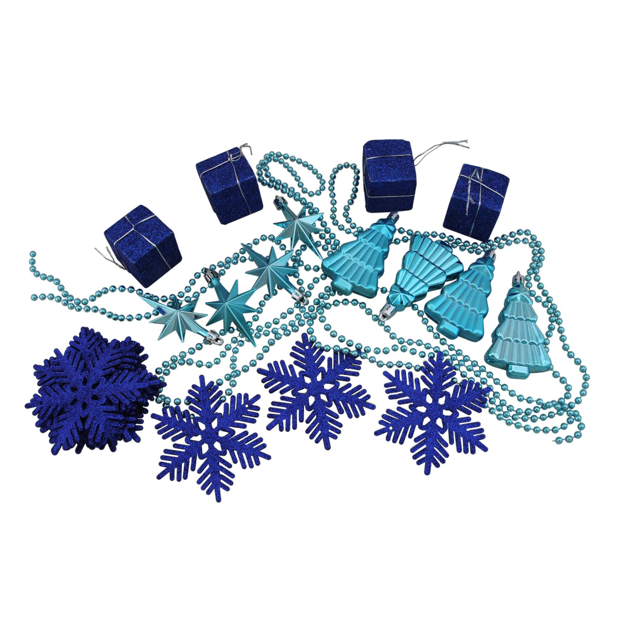 125ct. Peacock Blue Shatterproof 4-Finish Christmas Ornaments